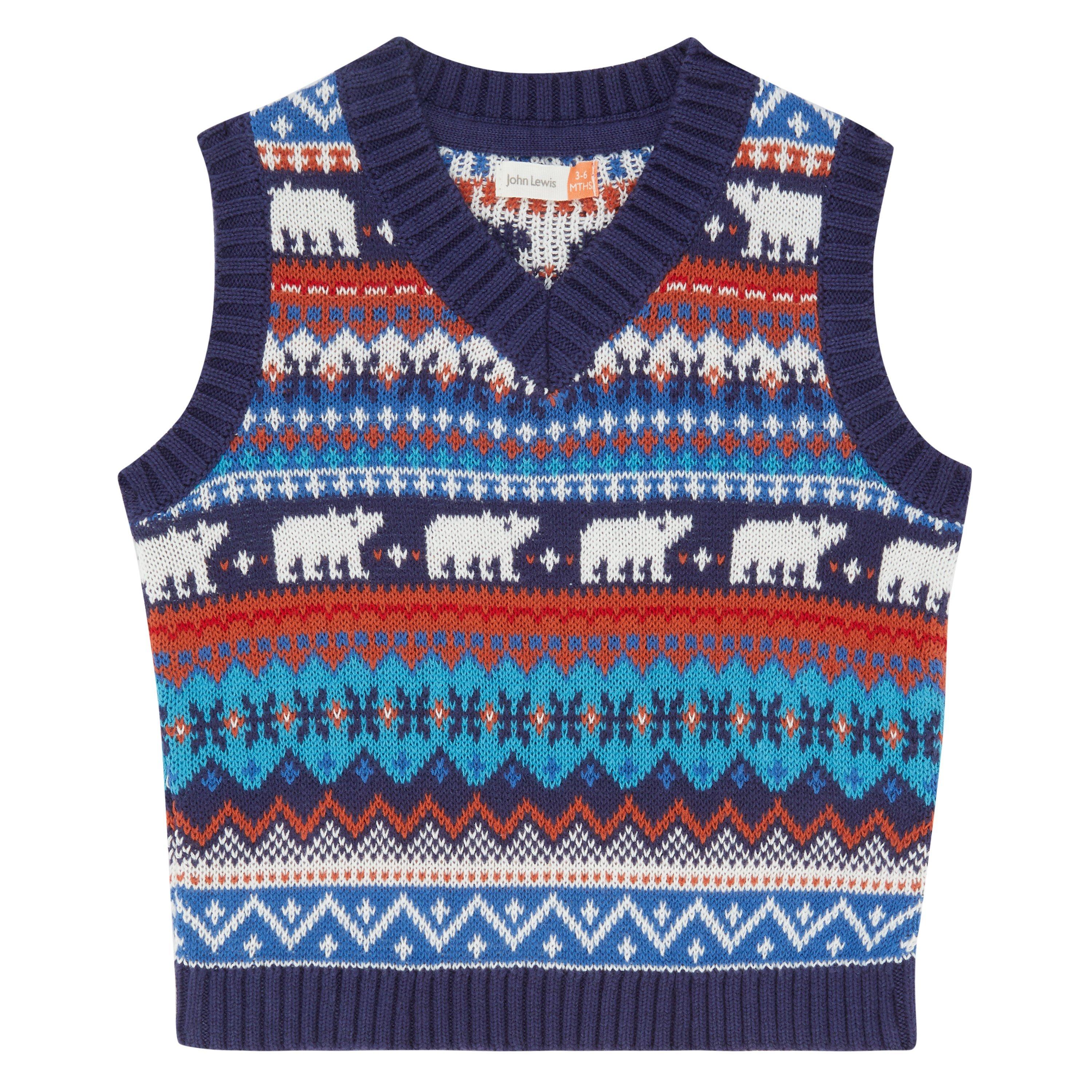 John Lewis & Partners Baby Fairisle Knit Tank Top, Multi