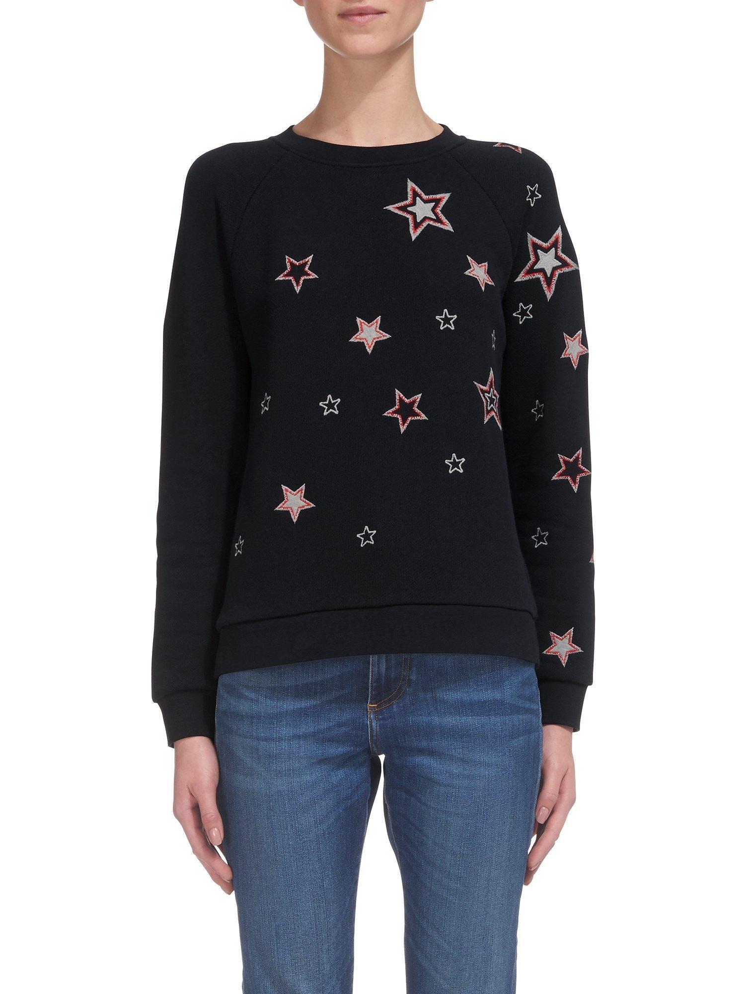 Whistles Scatter Star Embroidered Sweater, Navy