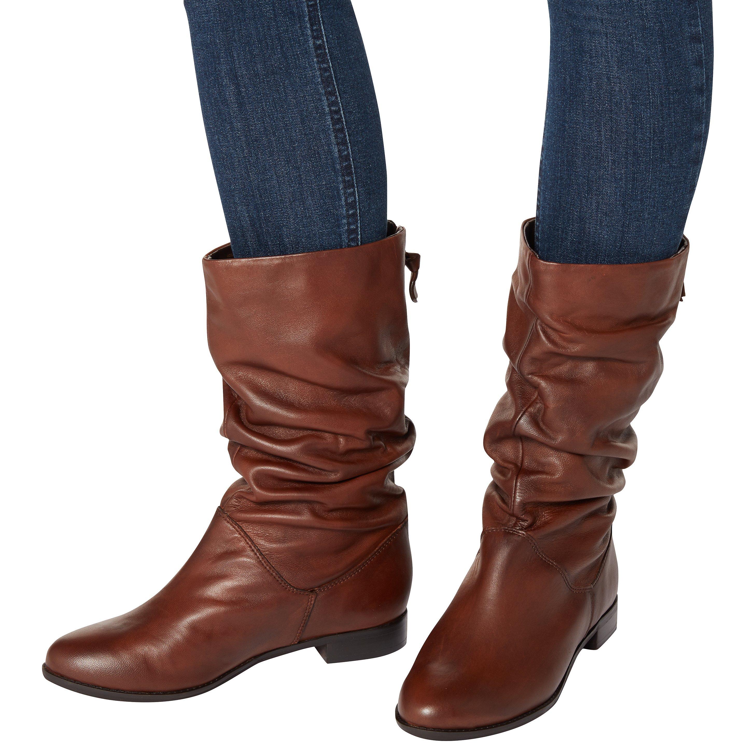 Dune Rosalind Ruched Calf Boots Tan