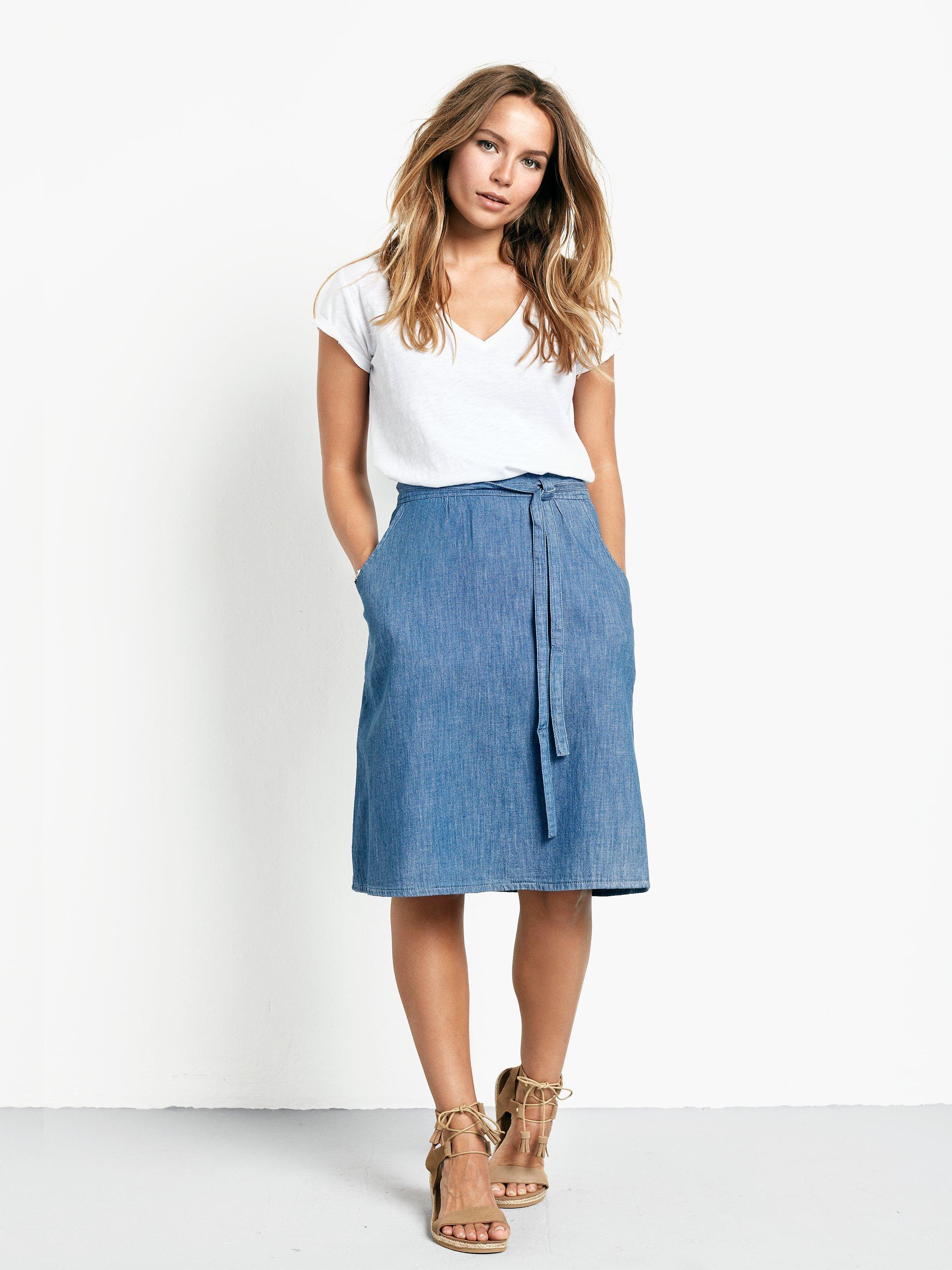 hush Chambray Skirt, Denim Blue
