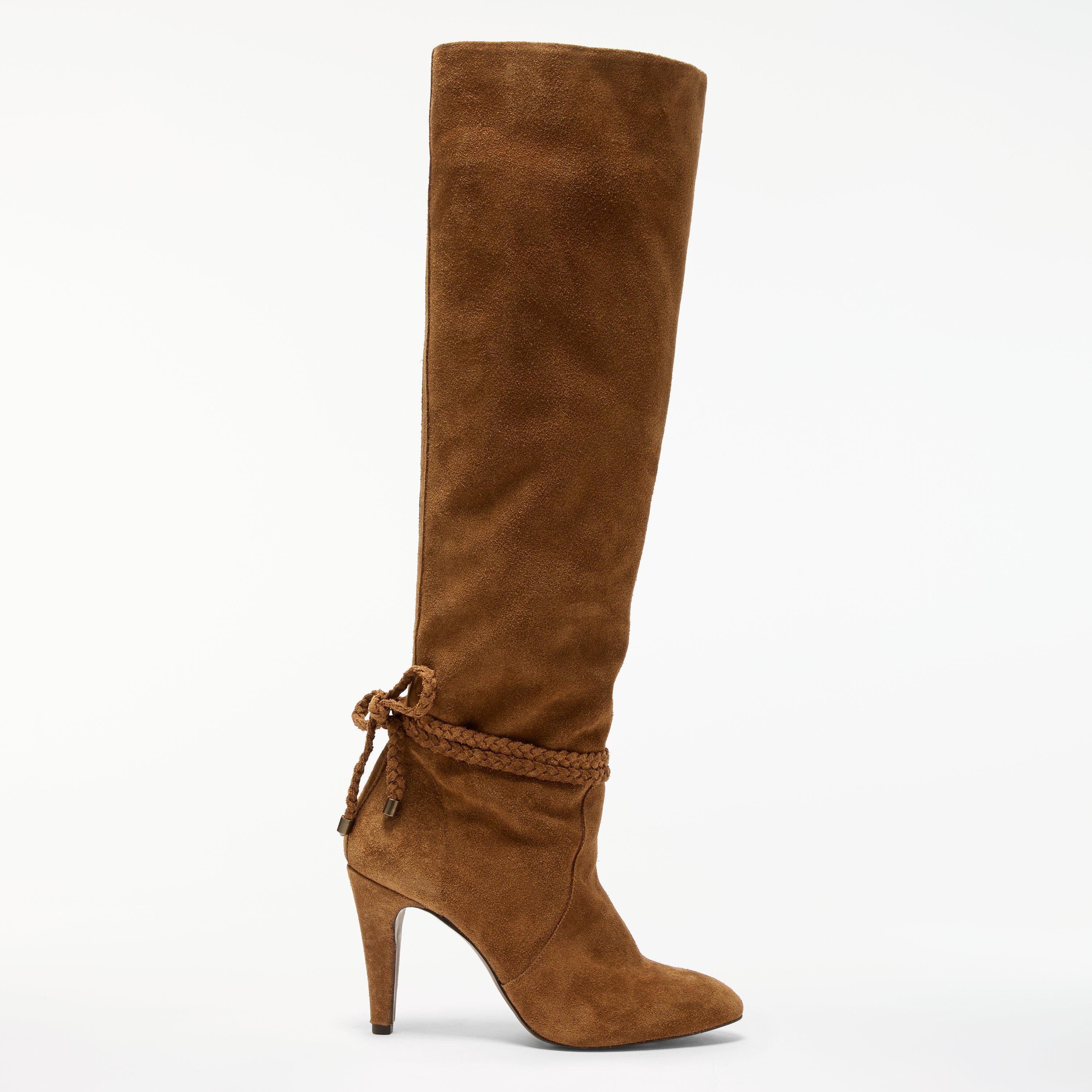 AND/OR Sancia Knee High Slouch Boots, Tan Suede