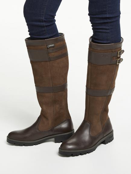 Dubarry Longford Leather Goretex Buckle Trim Knee High Boots, Walnut - view 2, Walnut