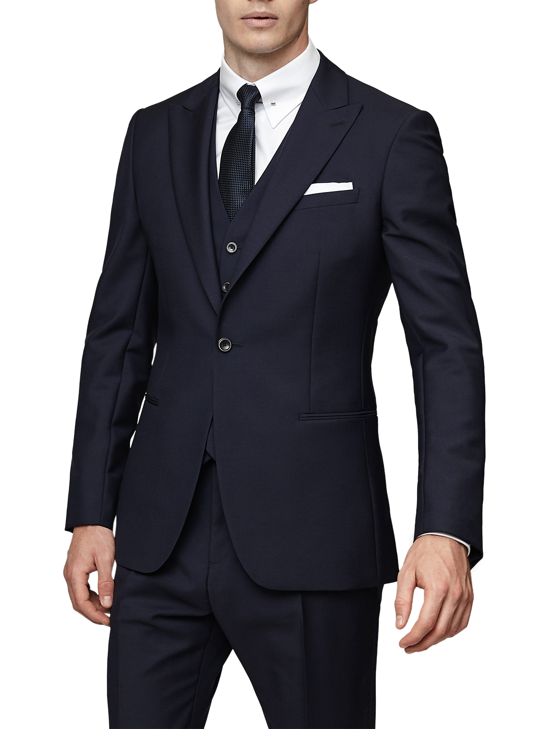 Reiss Faith Wool Mohair Tailored Three Piece Suit, Bright Navy