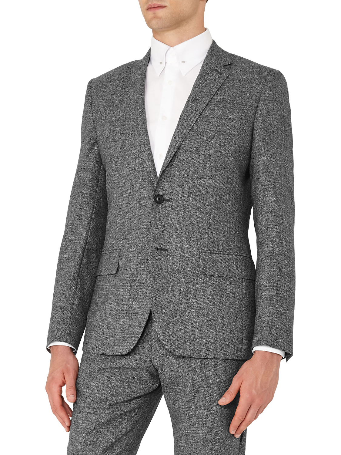 Reiss Bronson Salt and Pepper Wool Slim Fit Suit Jacket, Charcoal