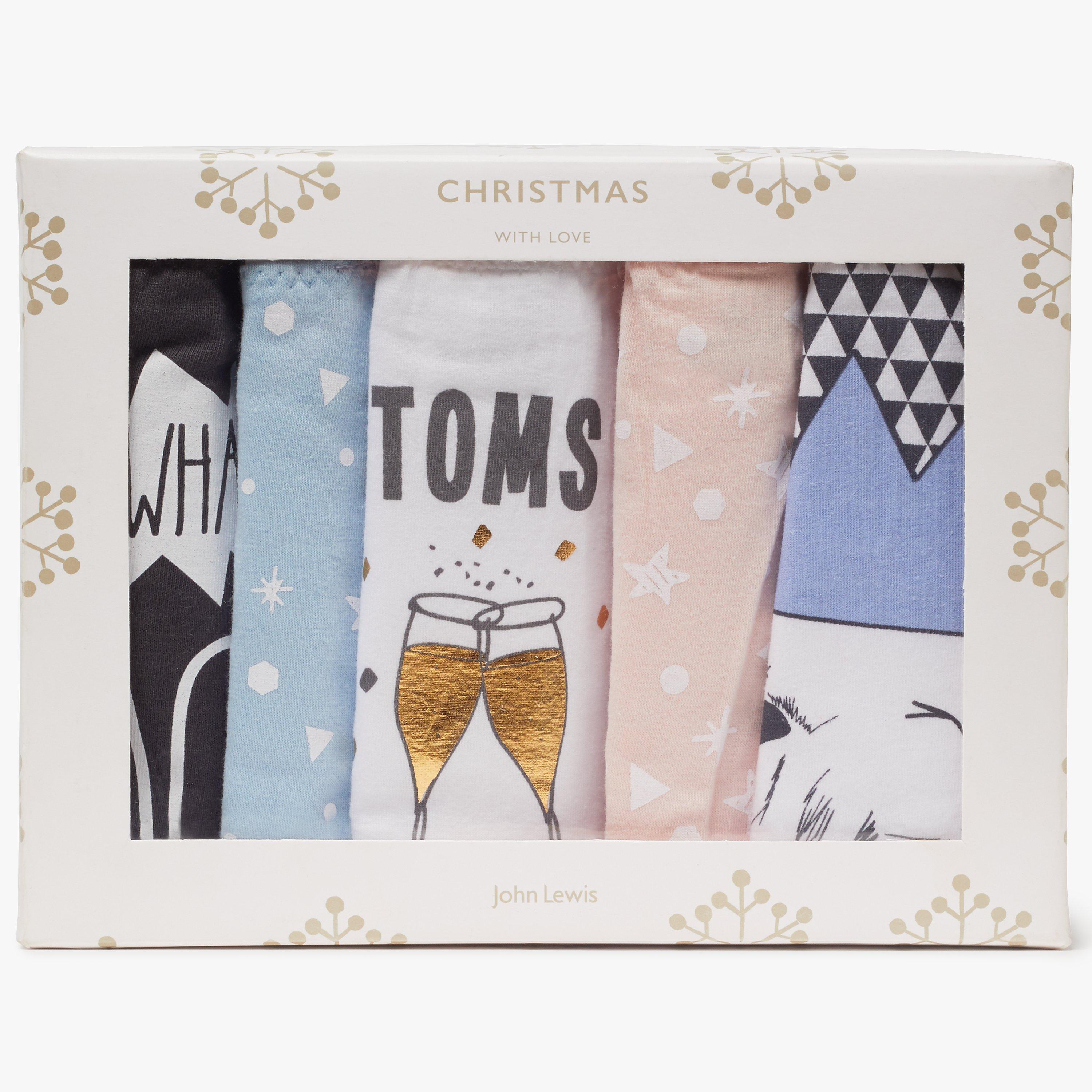 John Lewis & Partners 5 Pack Christmas Novelty Bikini Briefs, Multi
