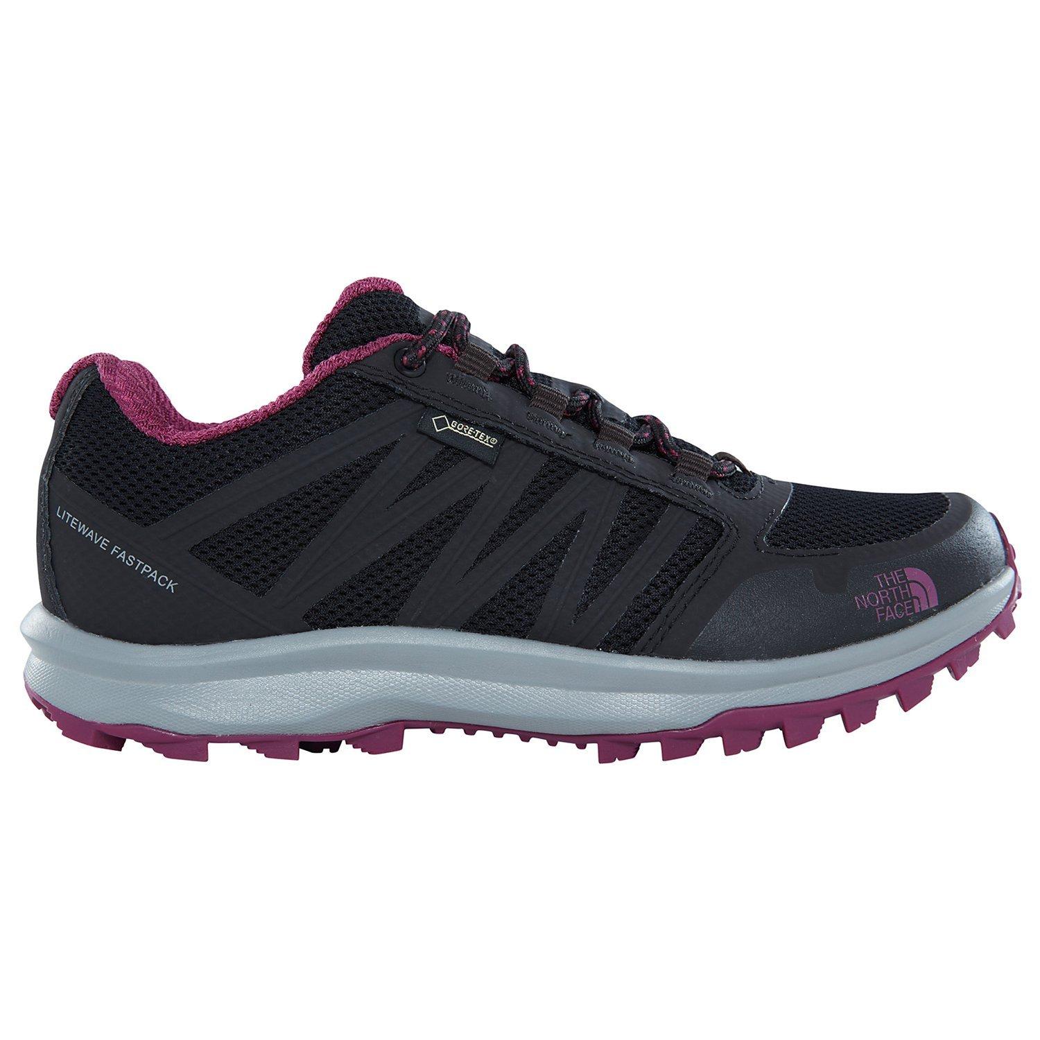 The North Face Litewave GTX Waterproof Women s Walking Shoes Black Purple