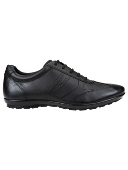 Geox Symbol City Leather Trainers, Black, Black