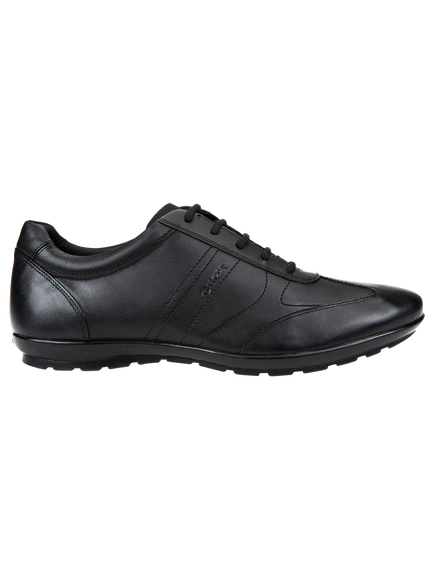Geox Symbol City Leather Trainers, Black, Black