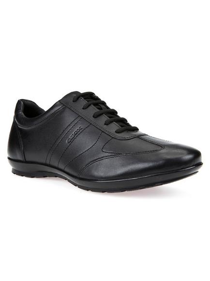 Geox Symbol City Leather Trainers, Black - view 2, Black