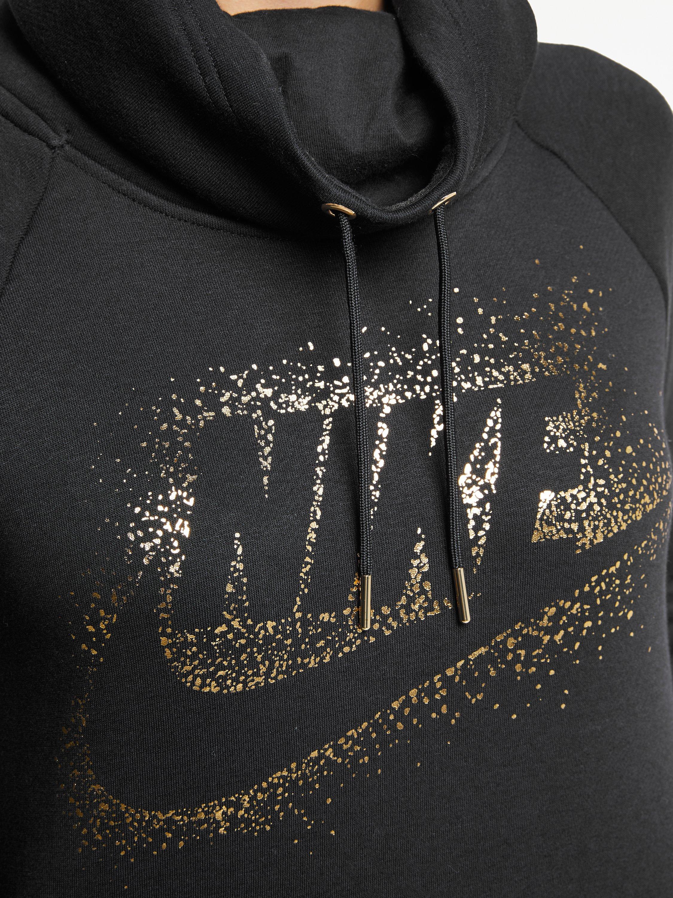 Nike Sportswear Metallic Logo Rally Hoodie Black Gold