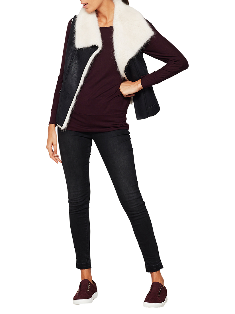 Mint Velvet Faux Fur Gilet, Black