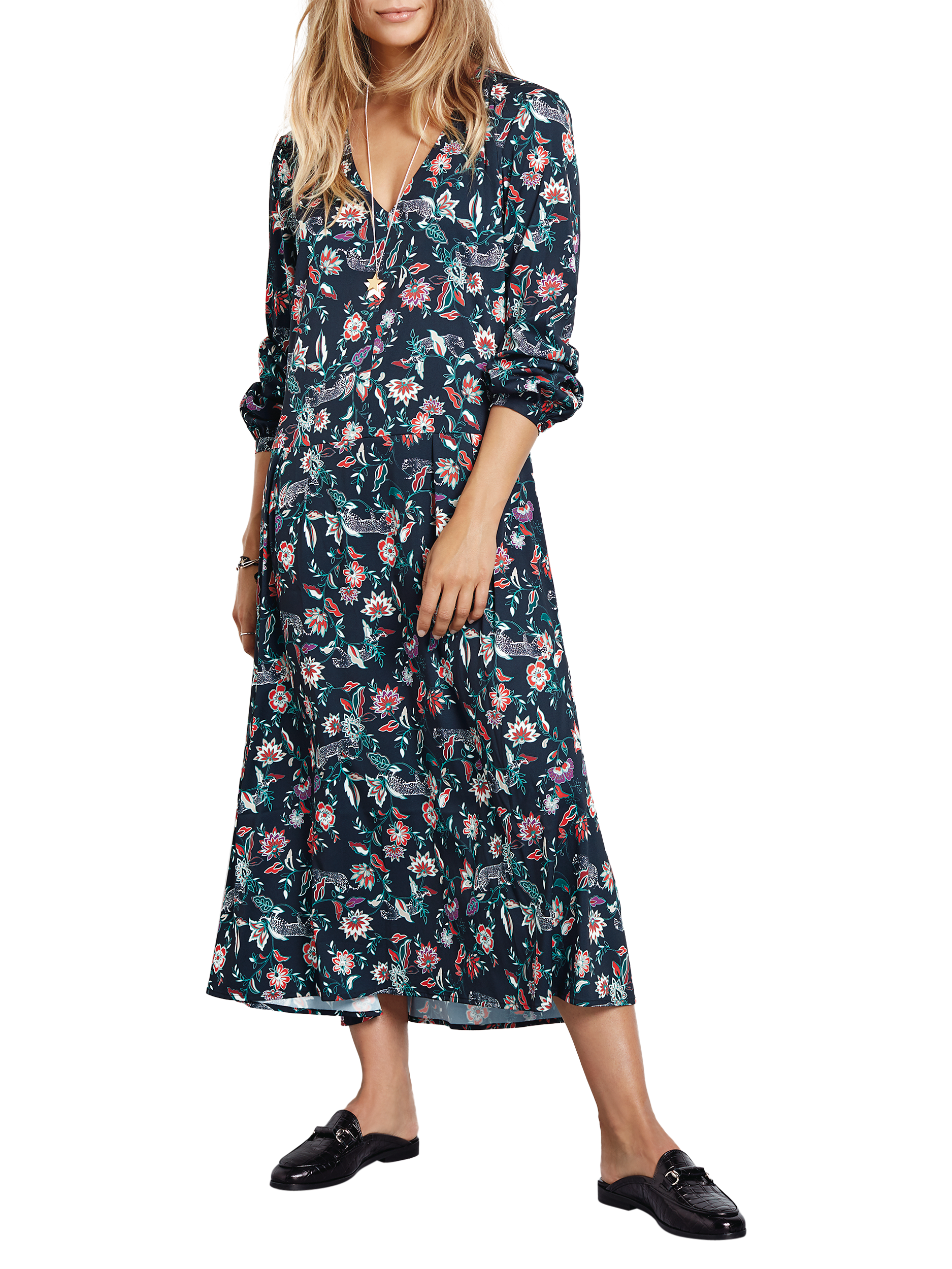 hush Ren Flower Leopard Midi Dress, Multi
