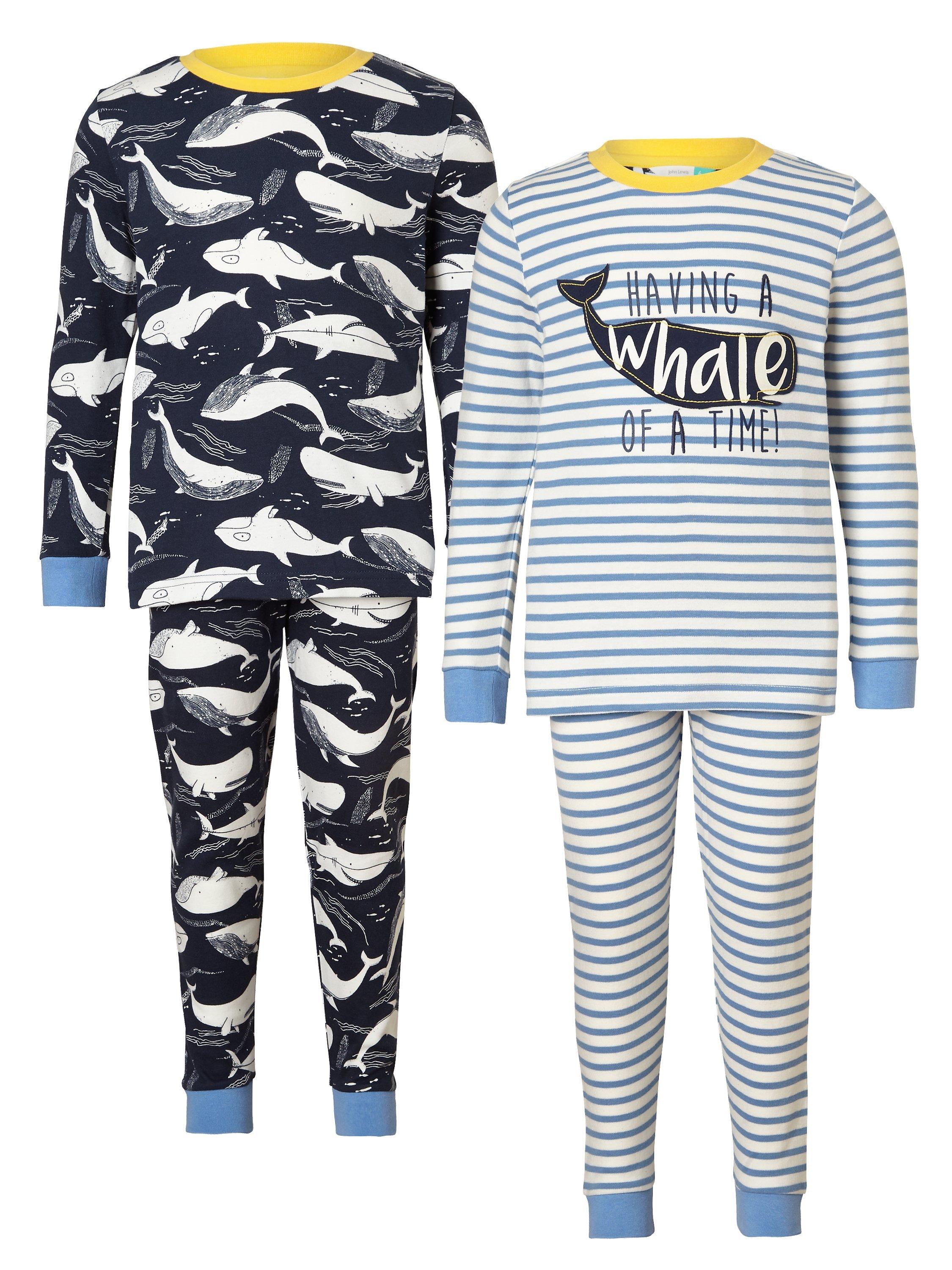 John Lewis Partners Children s Whale Print Pyjamas Pack of 2 Blue