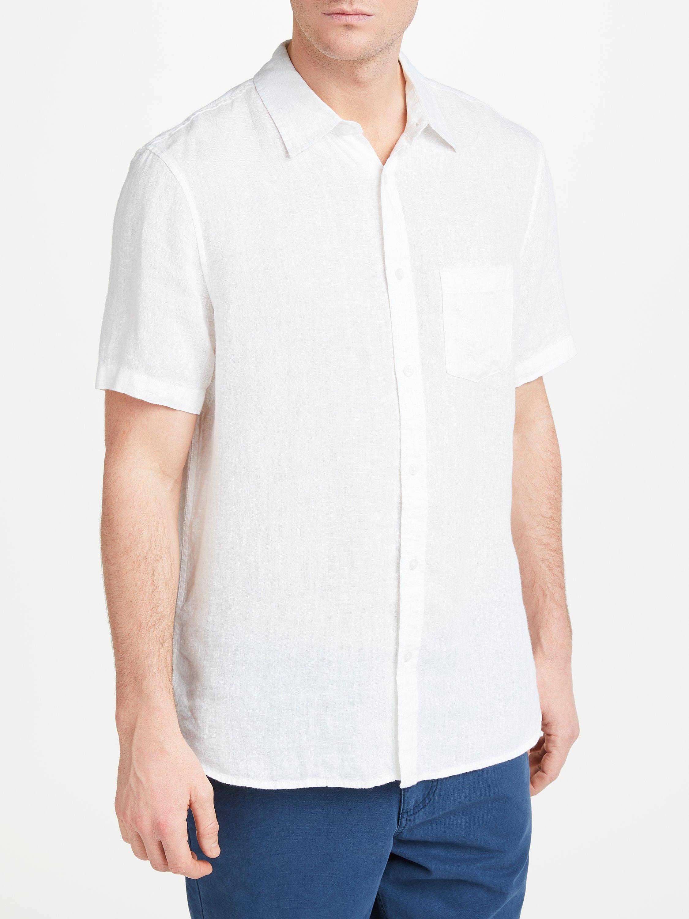 John Lewis & Partners Short Sleeve Linen Shirt, White