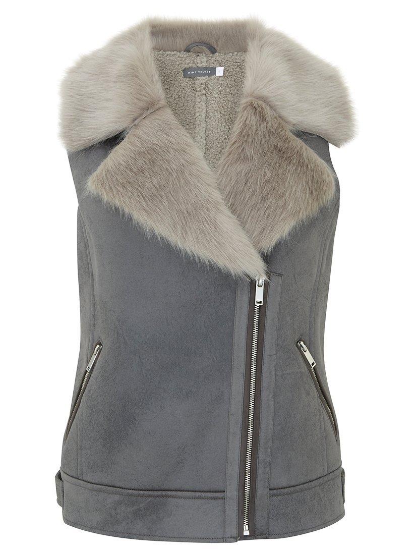 Mint Velvet Faux Fur Aviator Gilet