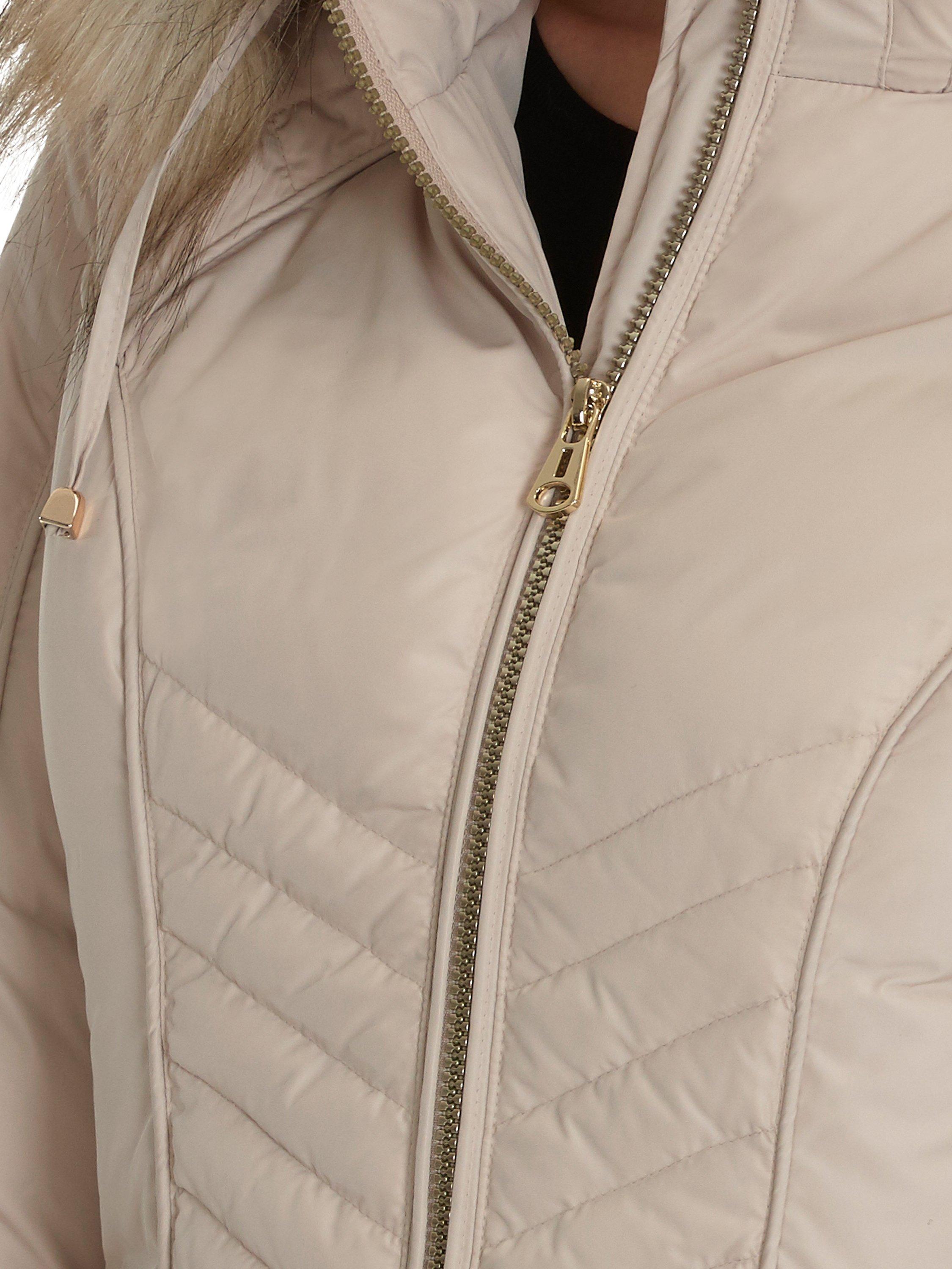 Betty Barclay Hooded Quilted Coat Neutral