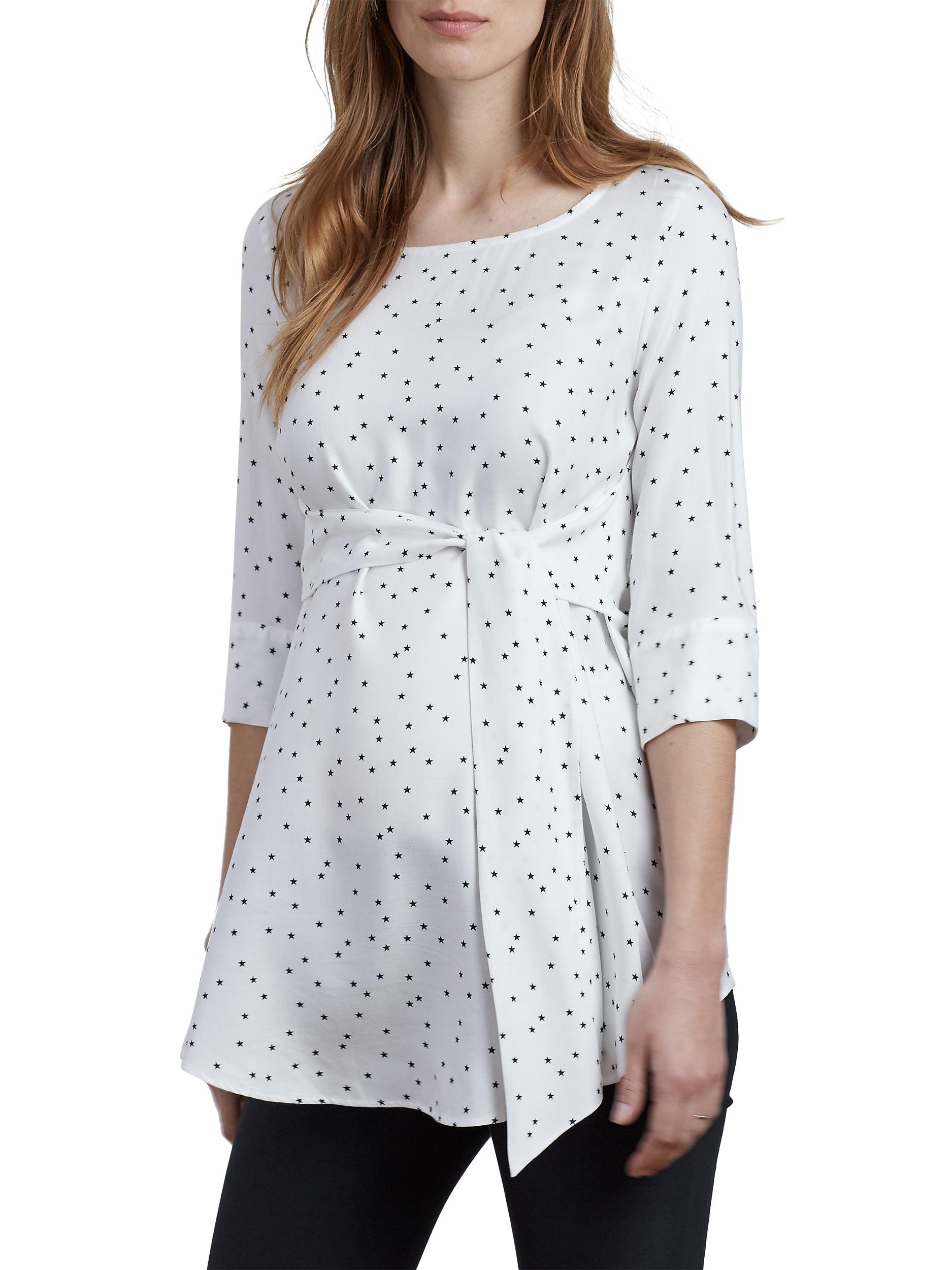 Isabella Oliver Selina Star Print Tie Maternity Top, White