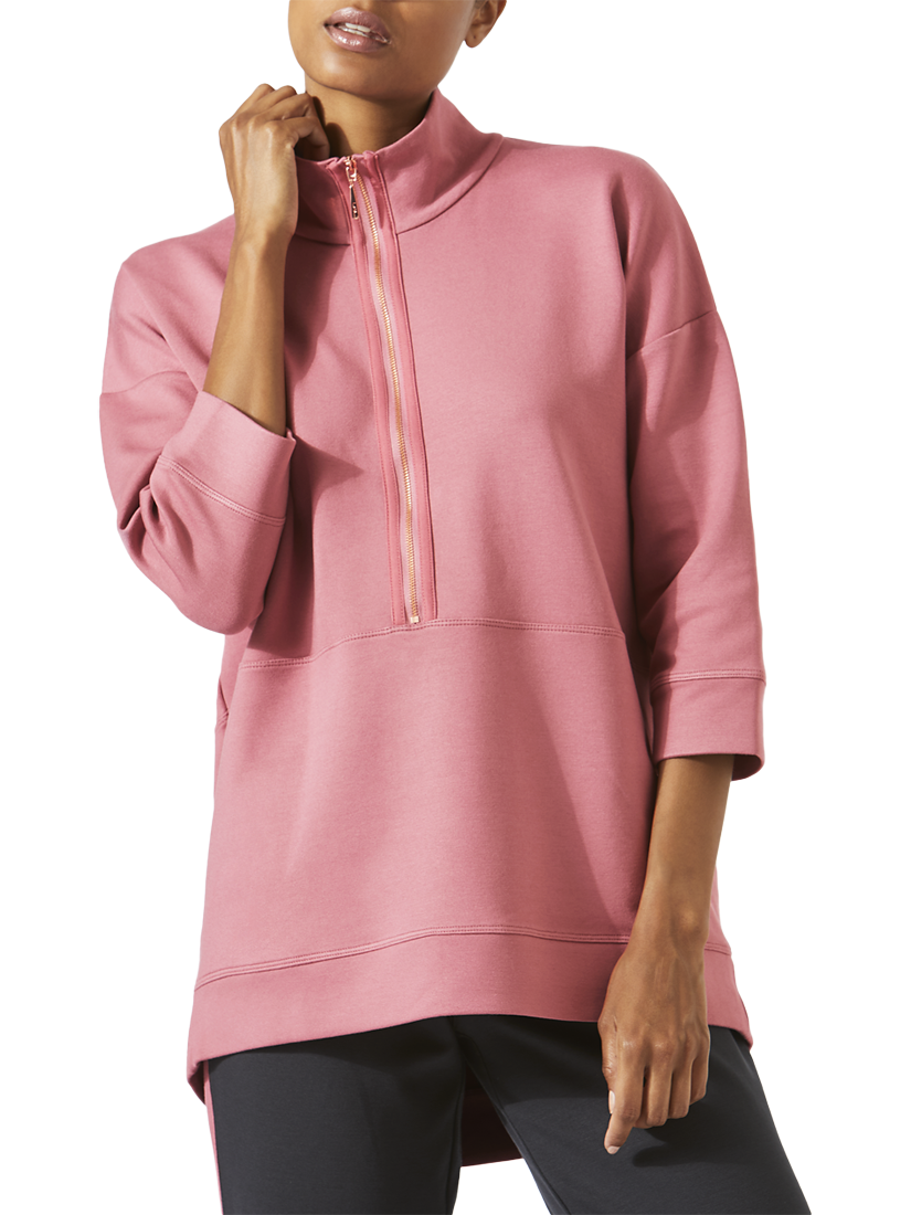 Jigsaw Athleisure Double Faced Zip Top, Rose
