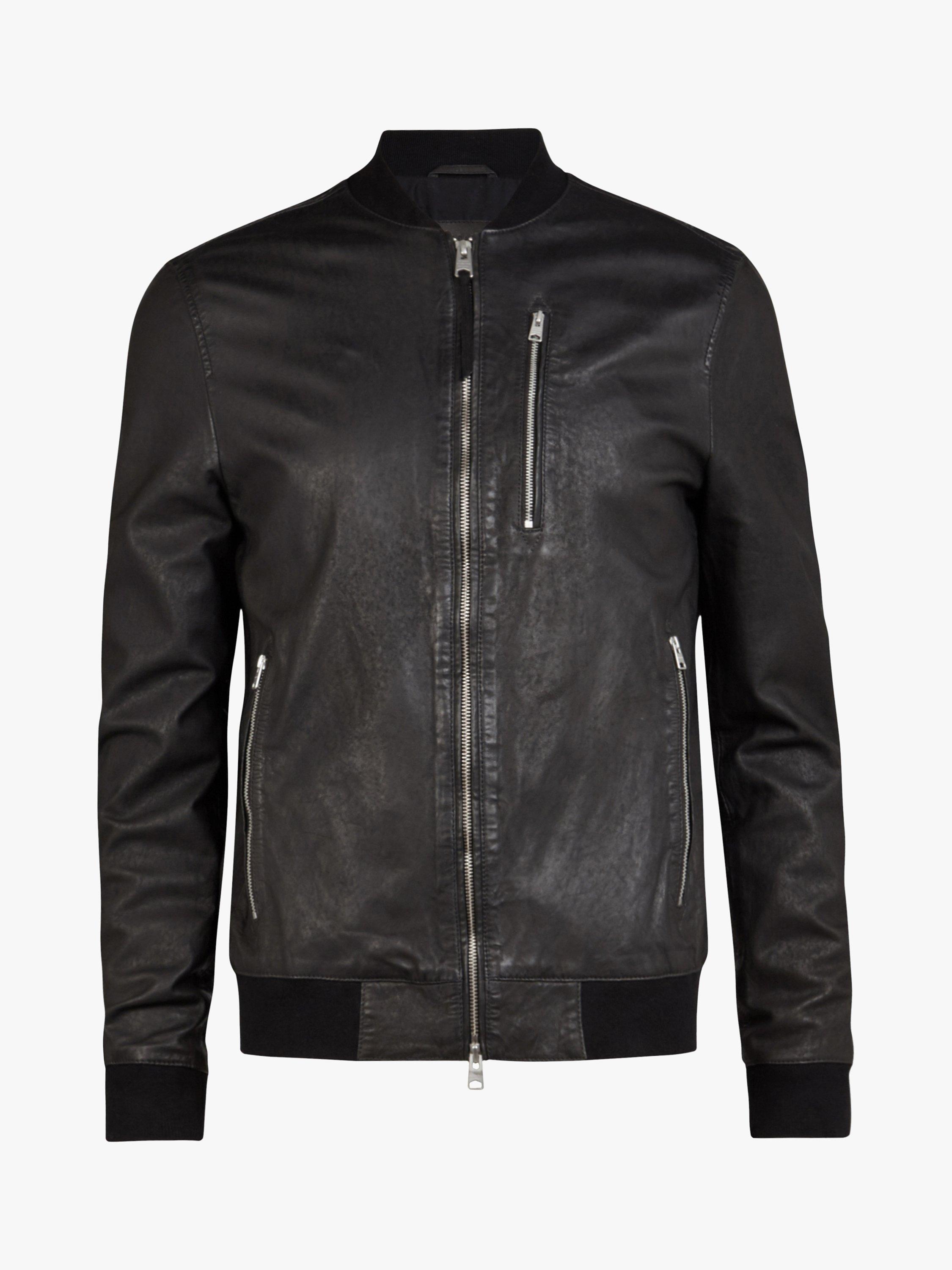 AllSaints Kino Leather Bomber Jacket Black