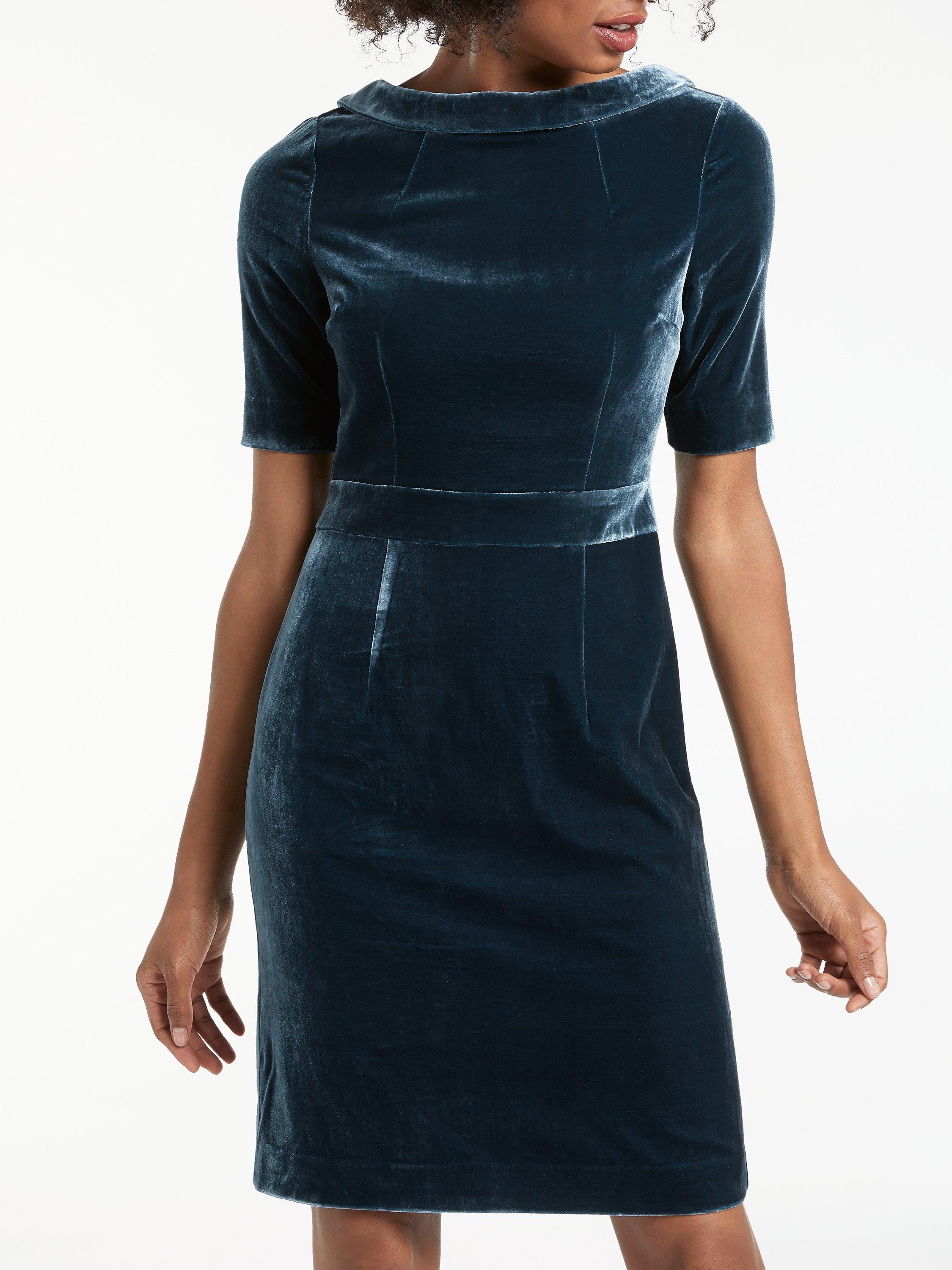 Boden Martha Velvet Shift Dress, Navy
