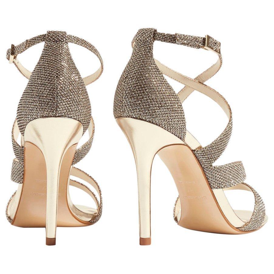 Karen Millen Glitter Stiletto Heeled Sandals Gold