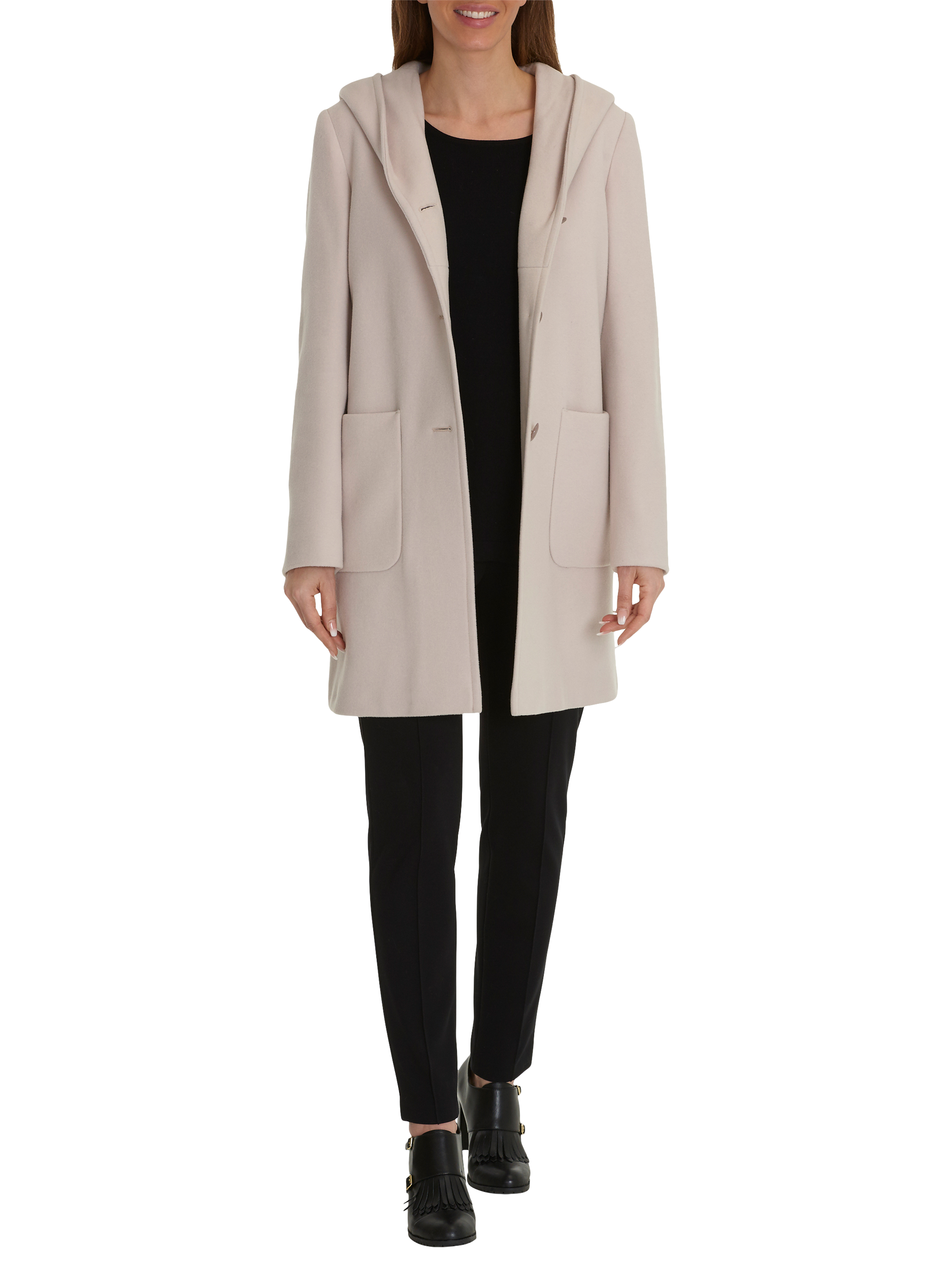 Betty Barclay Hooded Wool Coat Powder Beige