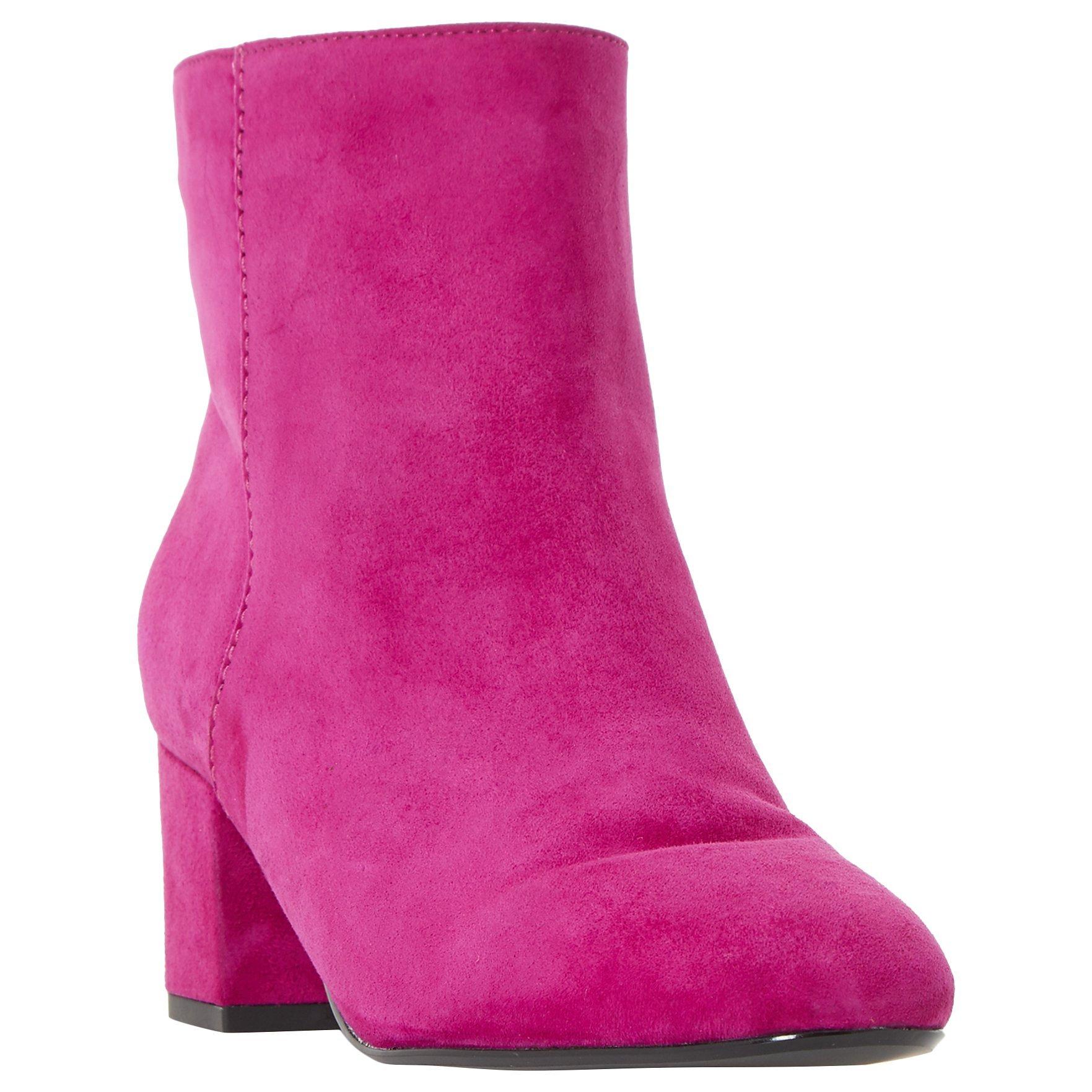 Dune Olyvea Block Heeled Ankle Boots Pink Suede