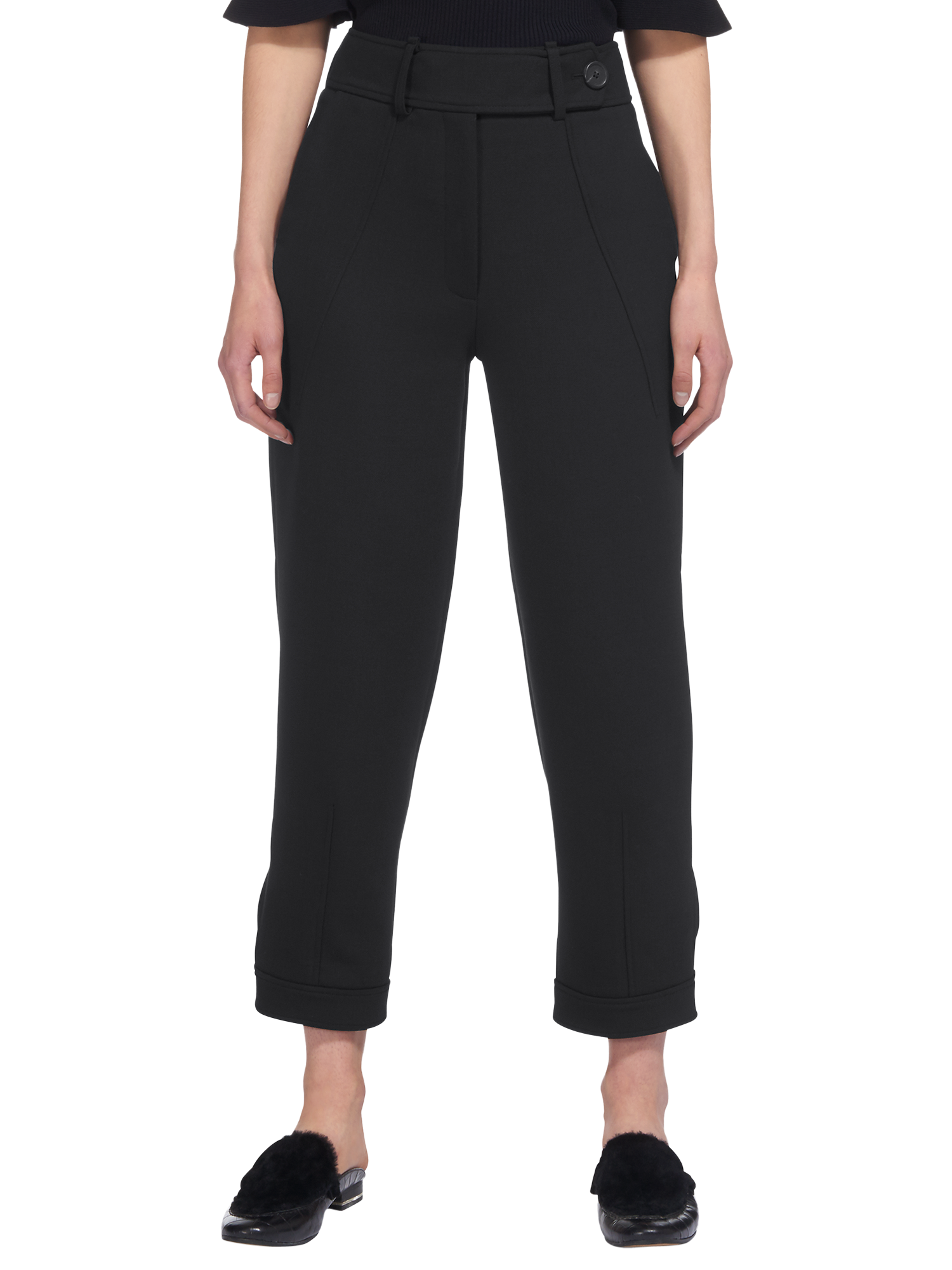 Whistles Premium Tapered Leg Trousers, Black