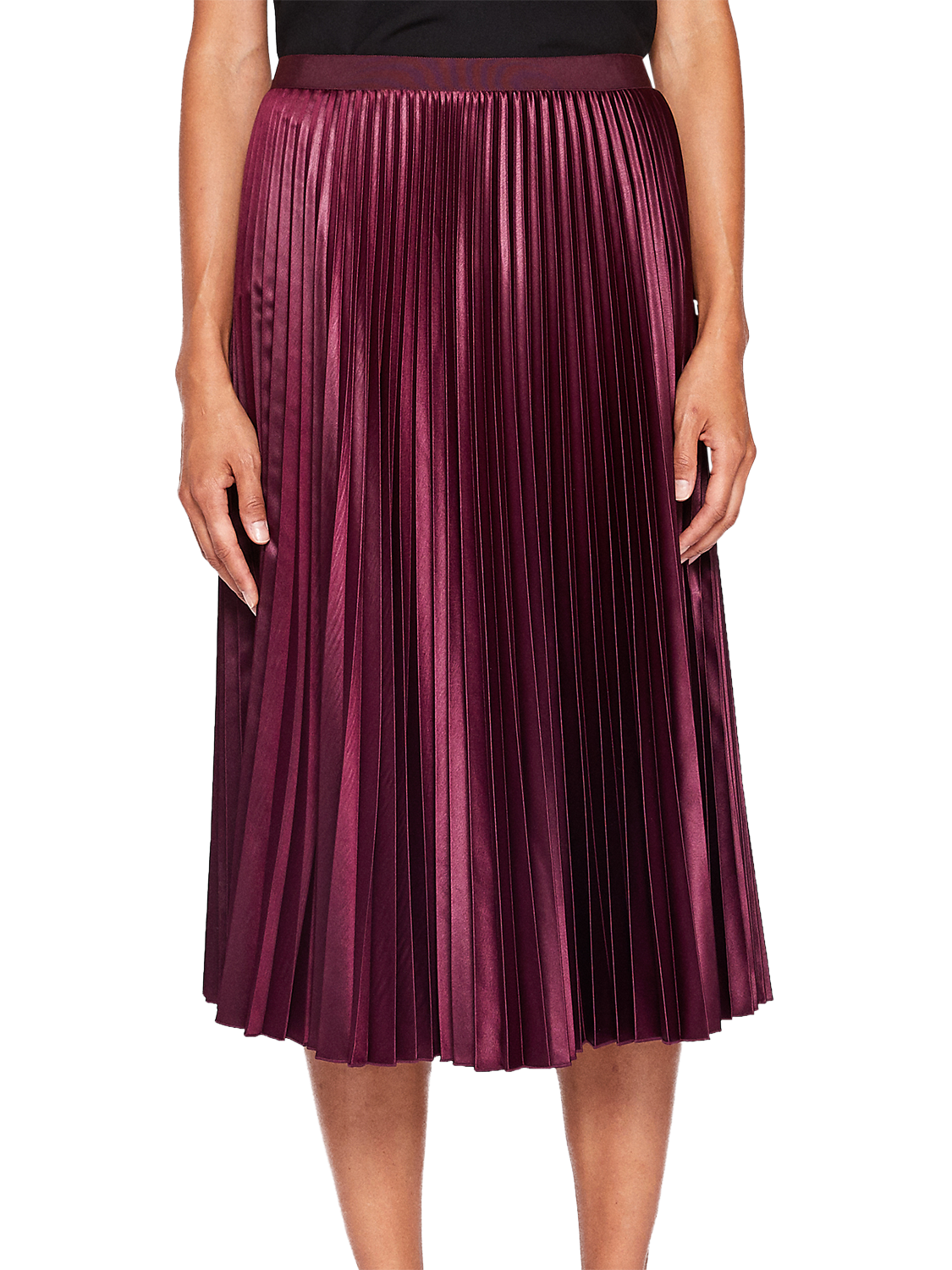 Ted Baker Pleated Midi Skirt Maroon