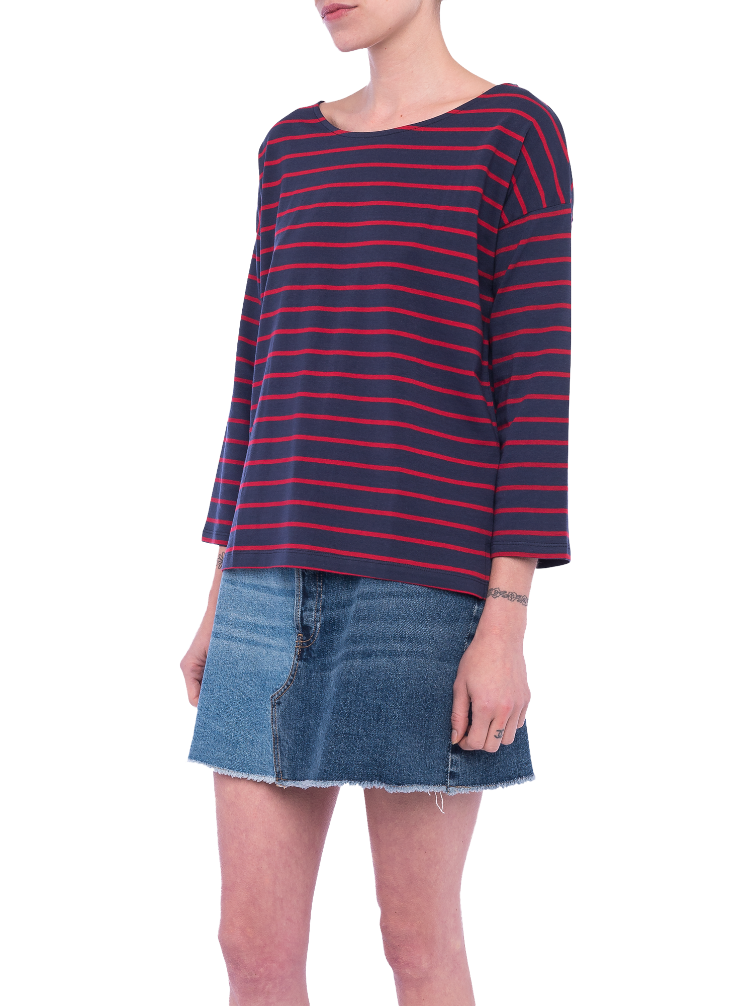 French Connection Tim Tim Stripe Top, Nocturnal/Red Sky