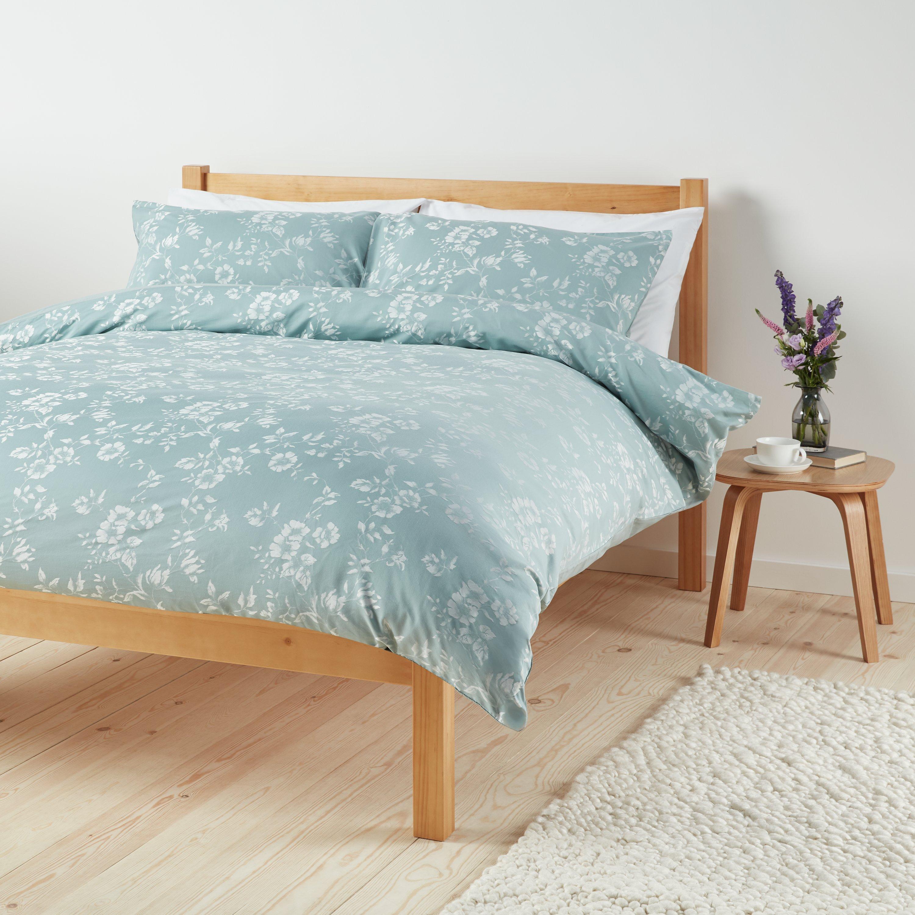 John Lewis & Partners Clarissa Jacquard Polycotton Duvet Cover Set, Duck Egg