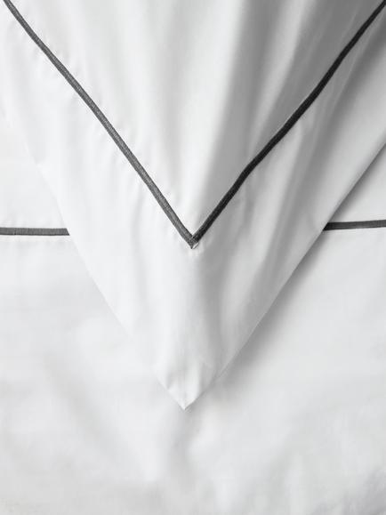 John Lewis Annecy Egyptian Cotton Embroidered Percale Bedding, 200 Thread Count - view 2, White/Grey