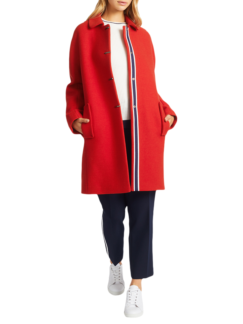 Red wool cocoon coat, wrap top jacket