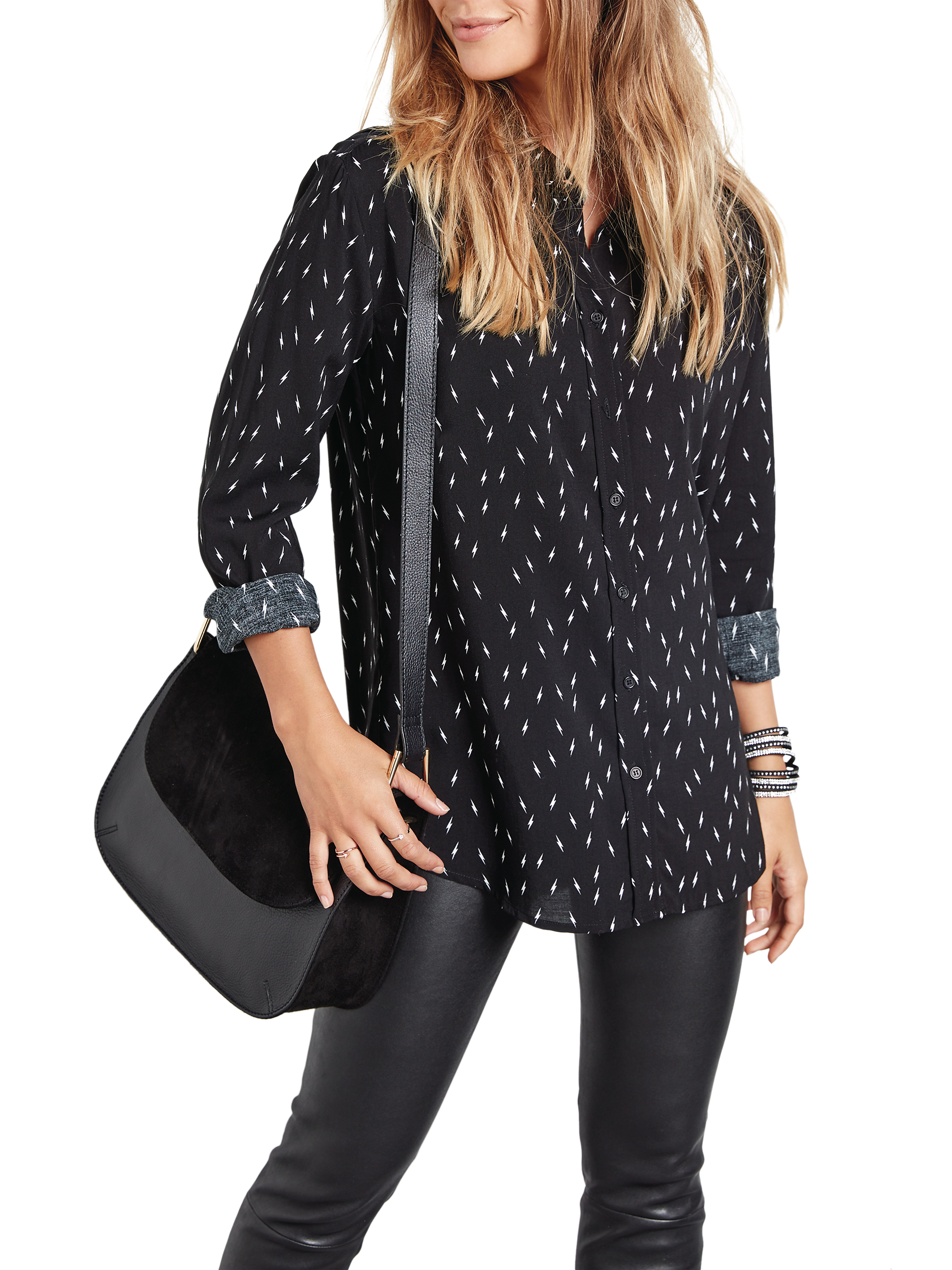 hush Sintra Lightning Bolt Shirt, Black/White