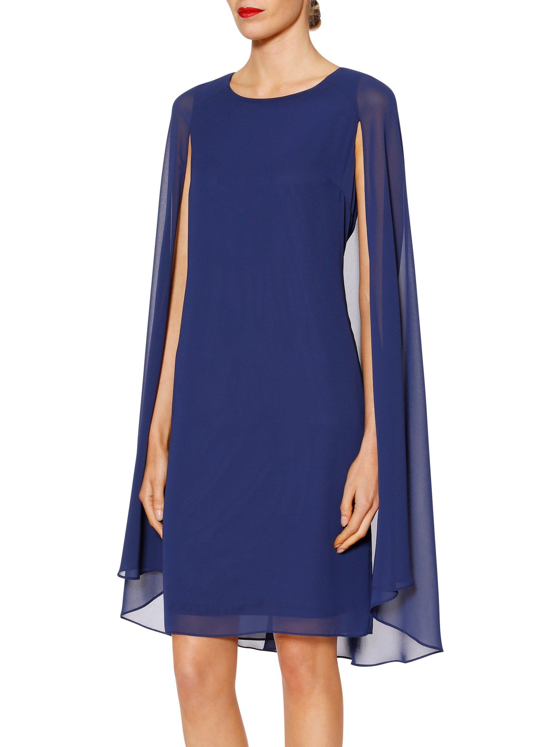 Gina Bacconi Nora Cape Dress, Navy 