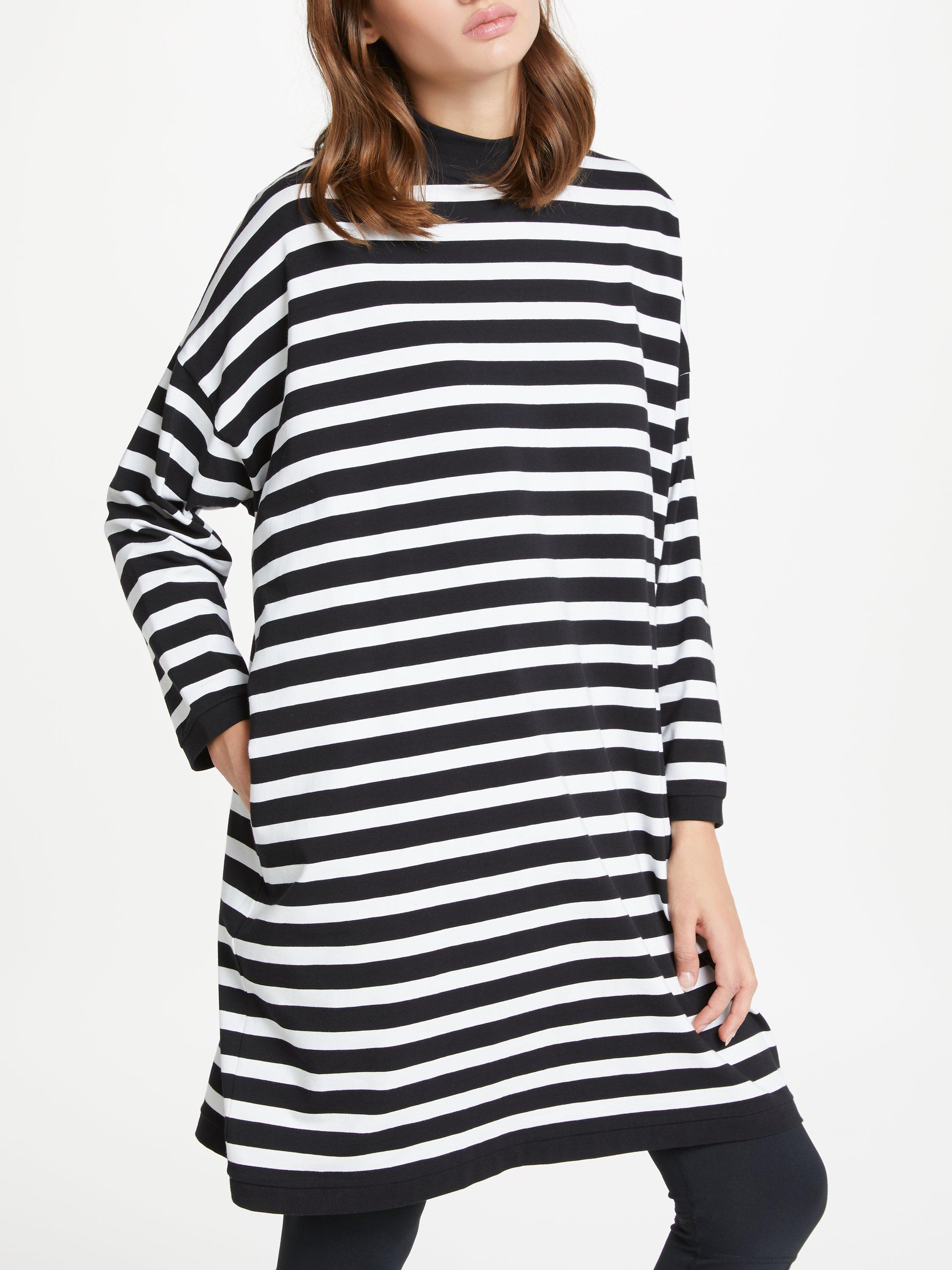 PATTERNITY + John Lewis Striped Boxy Dress, Black/White