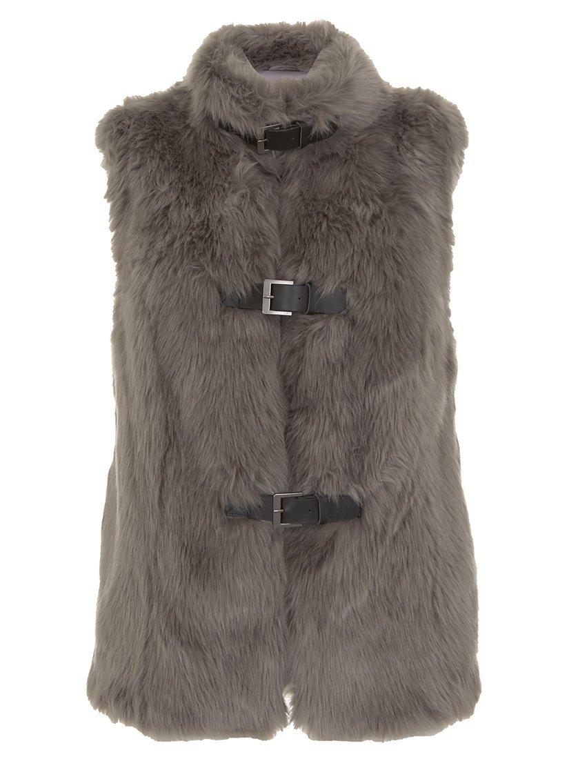 Mint Velvet Luxury Faux Fur Gilet, Grey