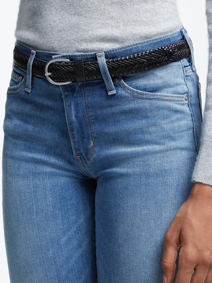John Lewis Sianne Skinny Plaited Leather Belt - view 2, Black