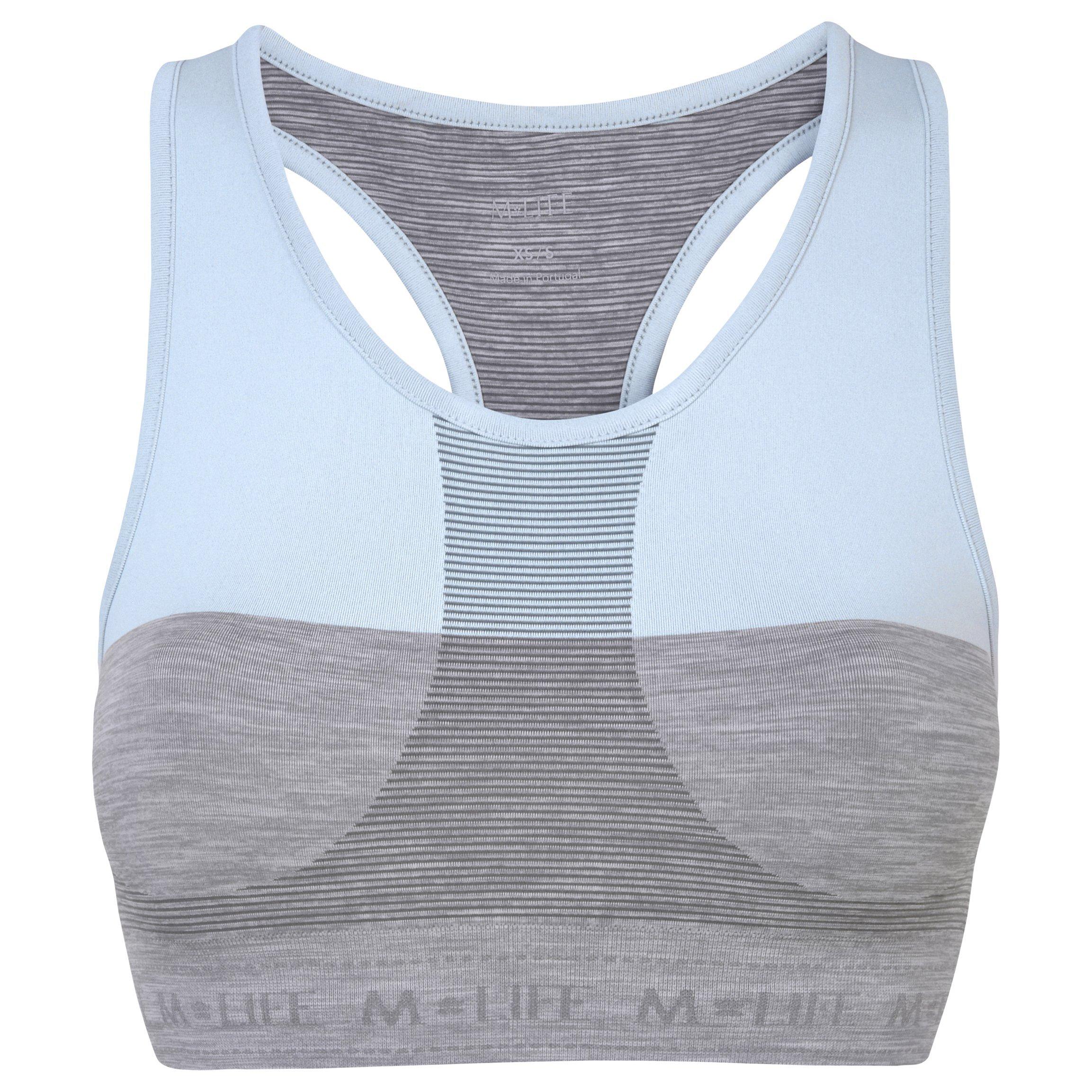 M Life Horizon Bra Top, Powder Blue/Pebble Marl
