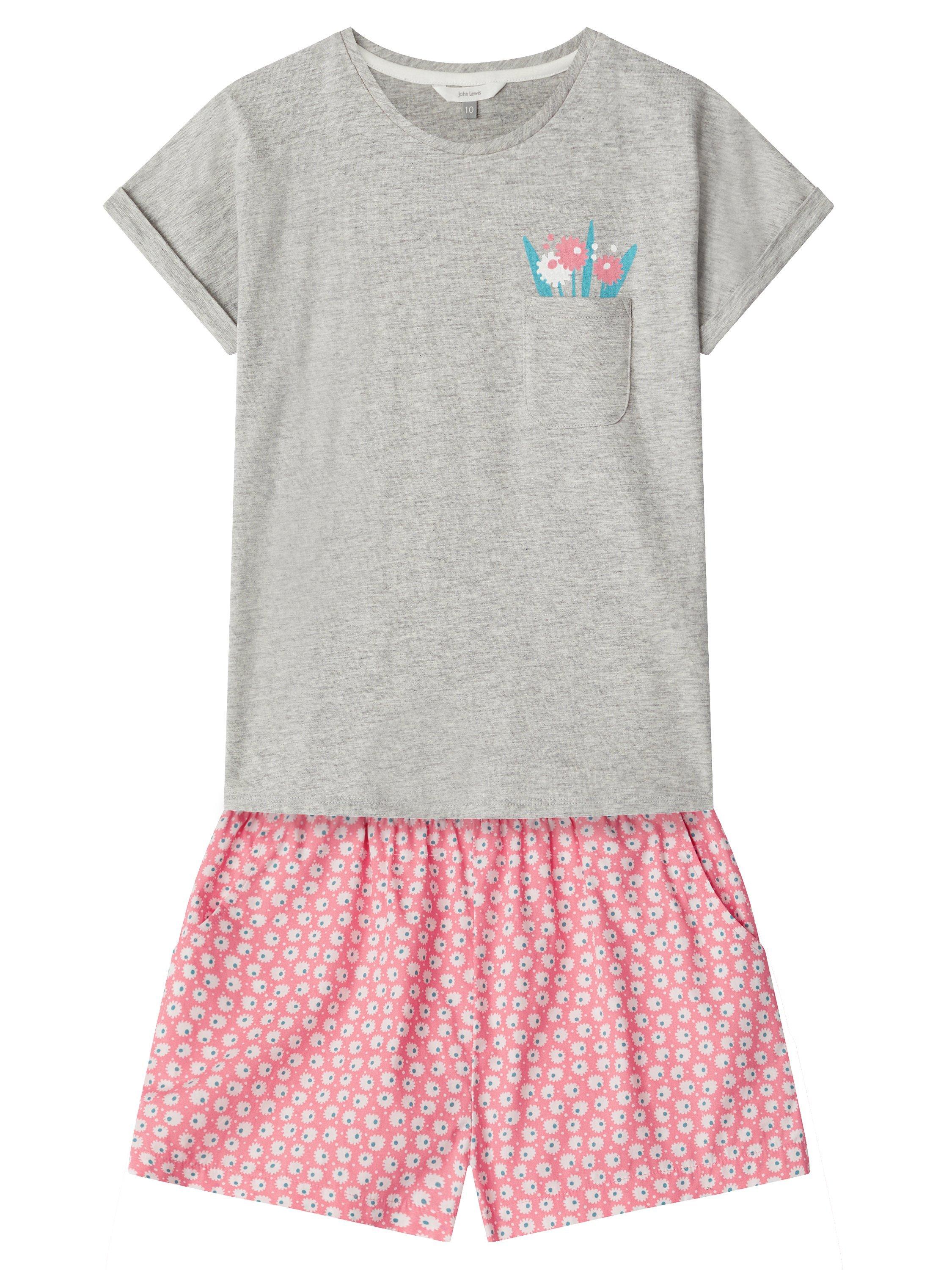 John Lewis & Partners Girls' Snooze Club Short Pyjamas, Pink/Grey