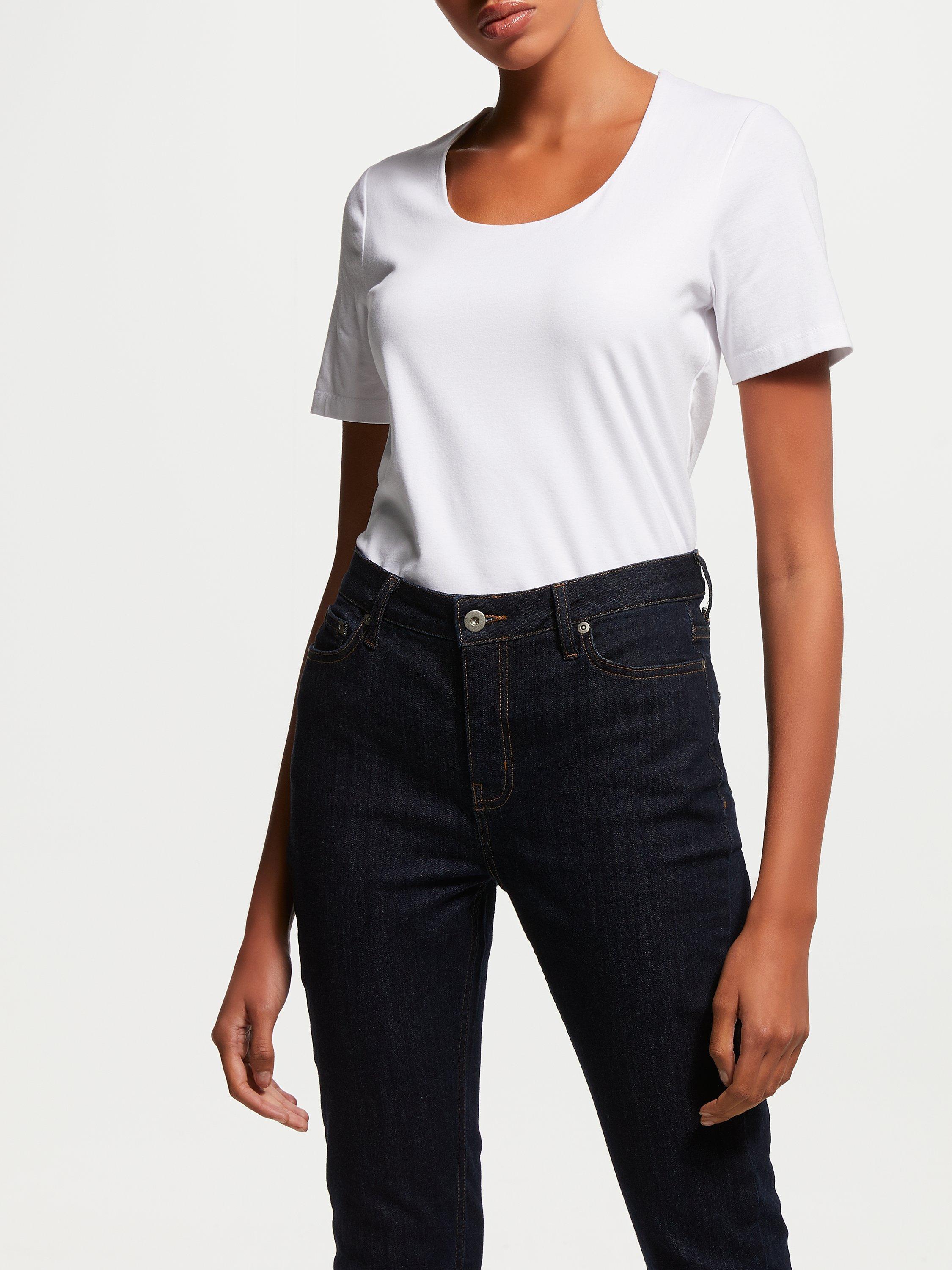 John Lewis & Partners Double Front Scoop Neck Top, White