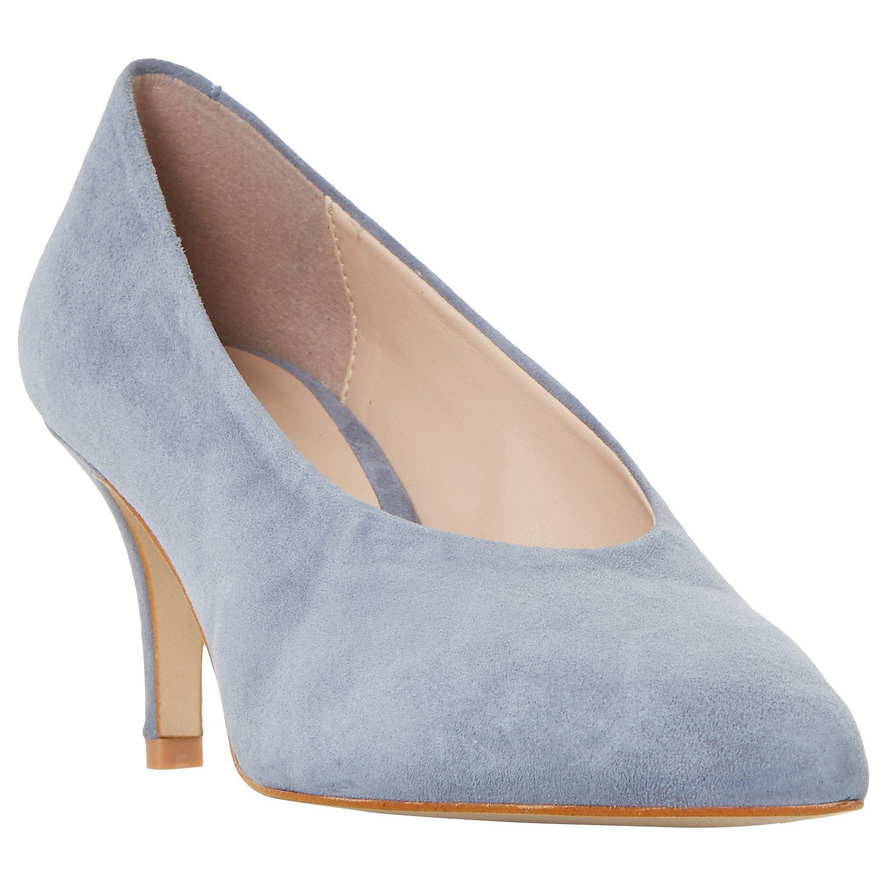 Dune Amorell Kitten Heeled Court Shoes, Grey Suede
