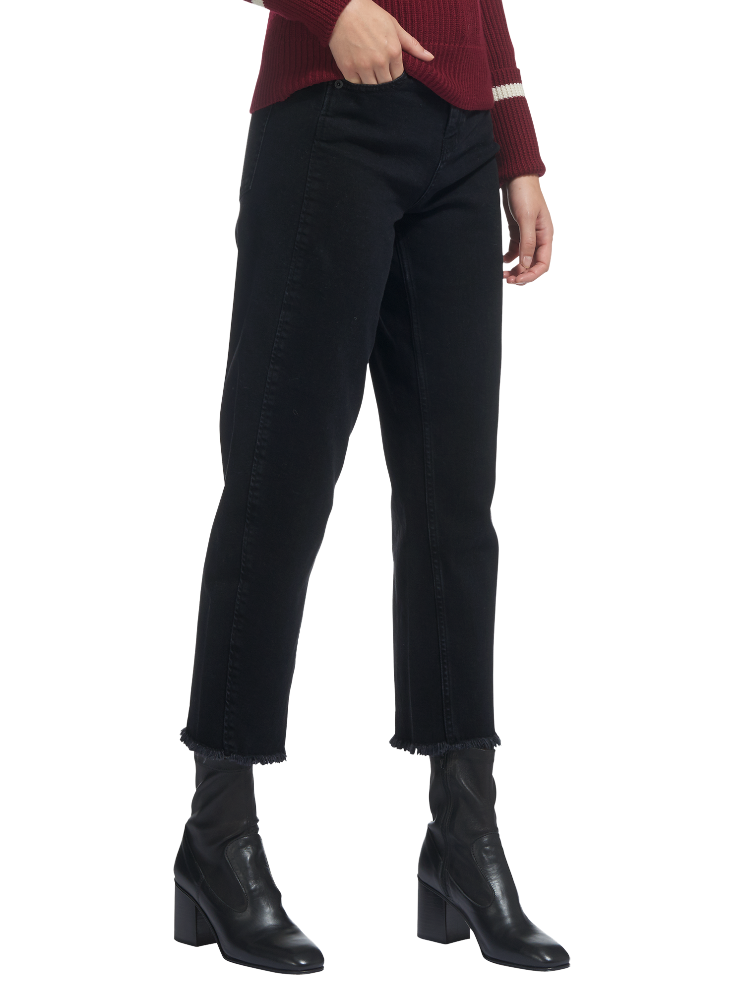 Whistles High Waist Barrel Leg Jeans, Black 