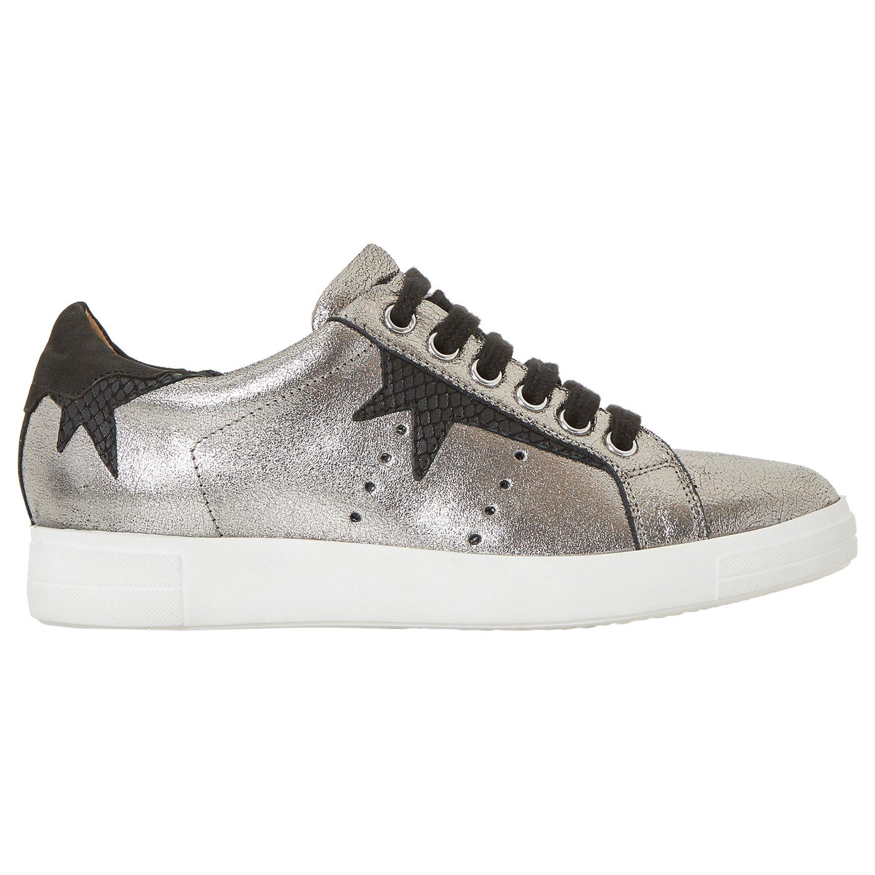 Dune Equel Lace Up Trainers, Pewter Leather