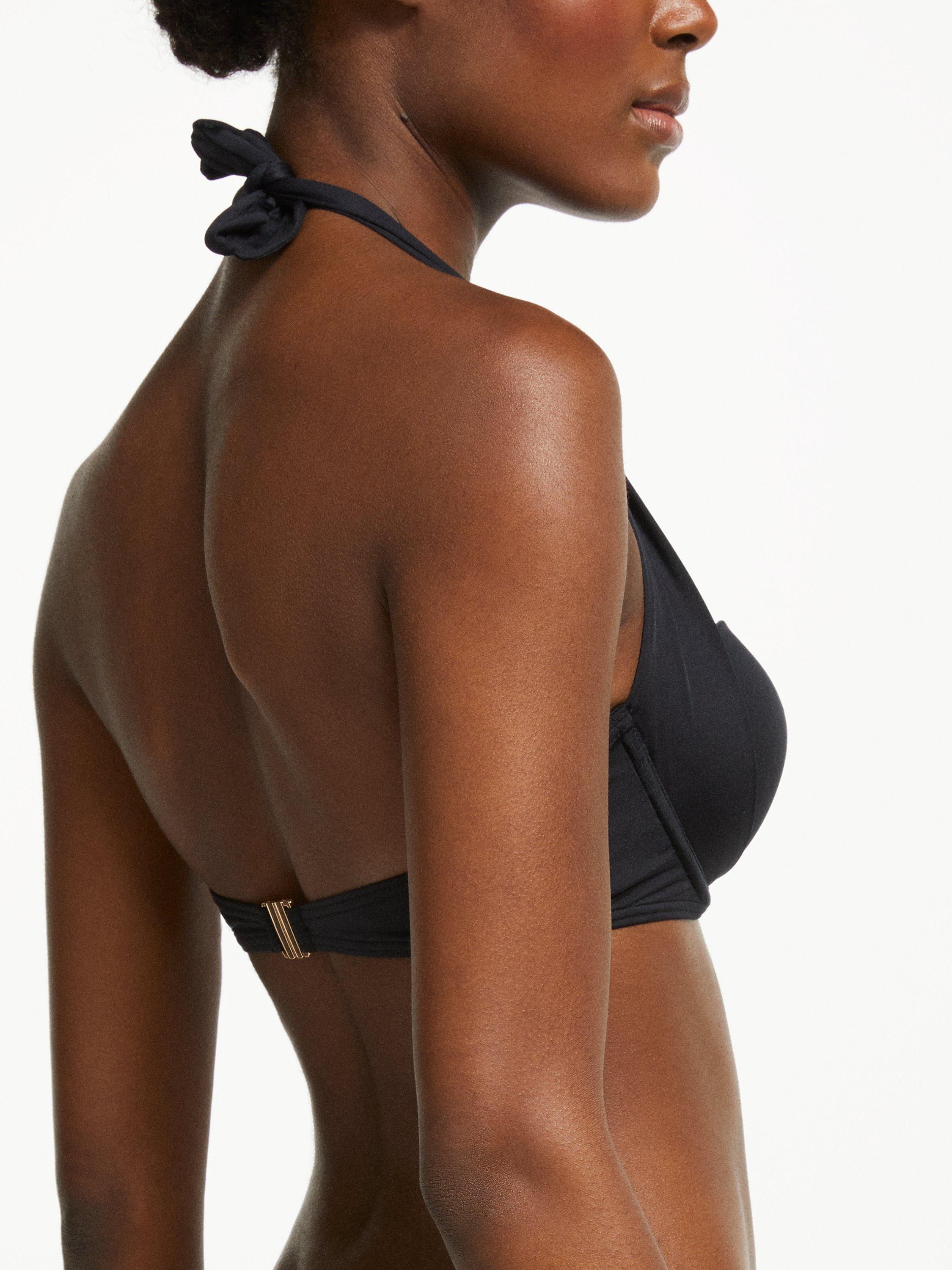 Product image 6 of 6, which shows John Lewis Sling Halter Bikini Top, Black, 30D
