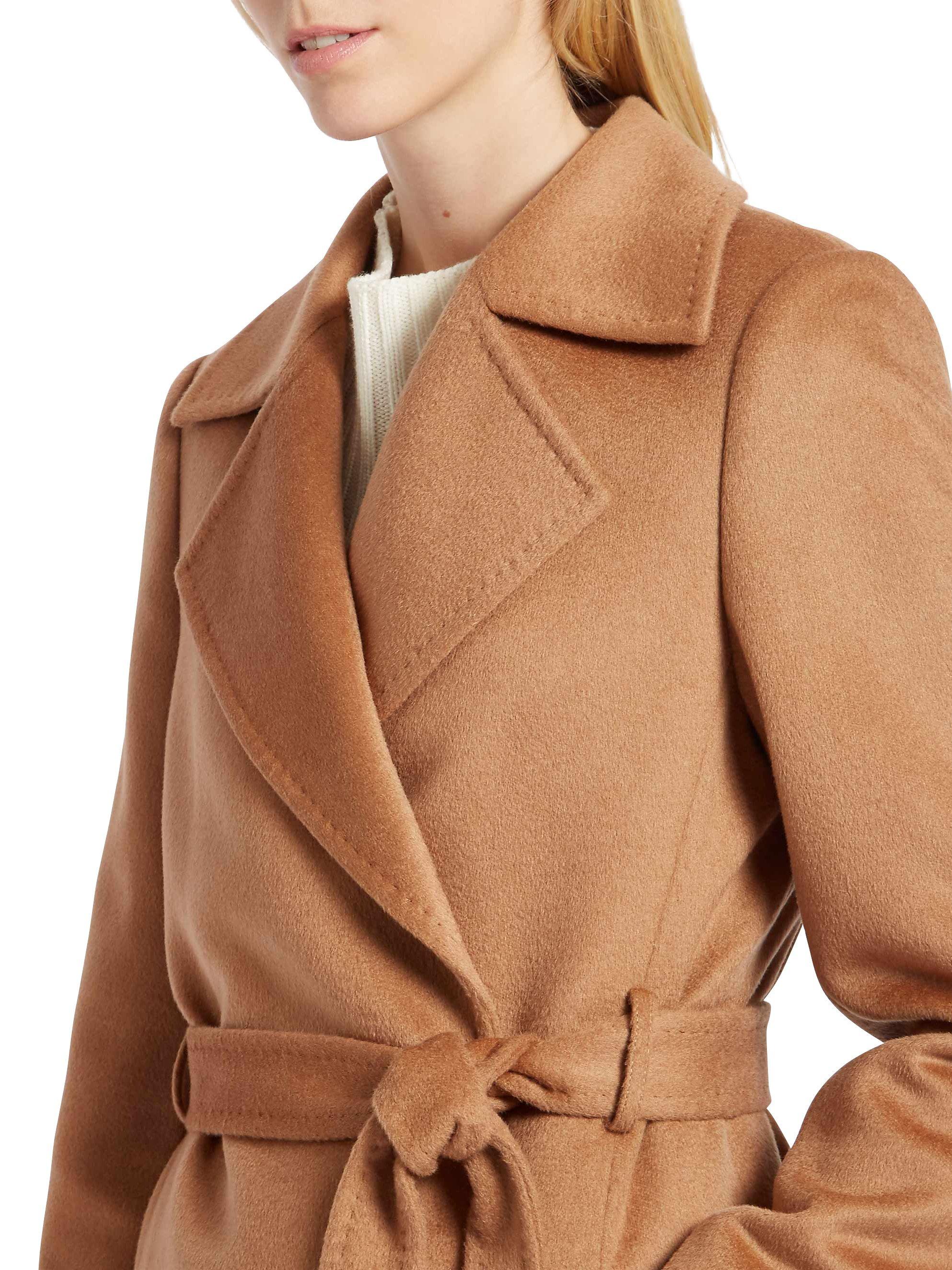 Jaeger Wool Wrap Coat Dark Camel