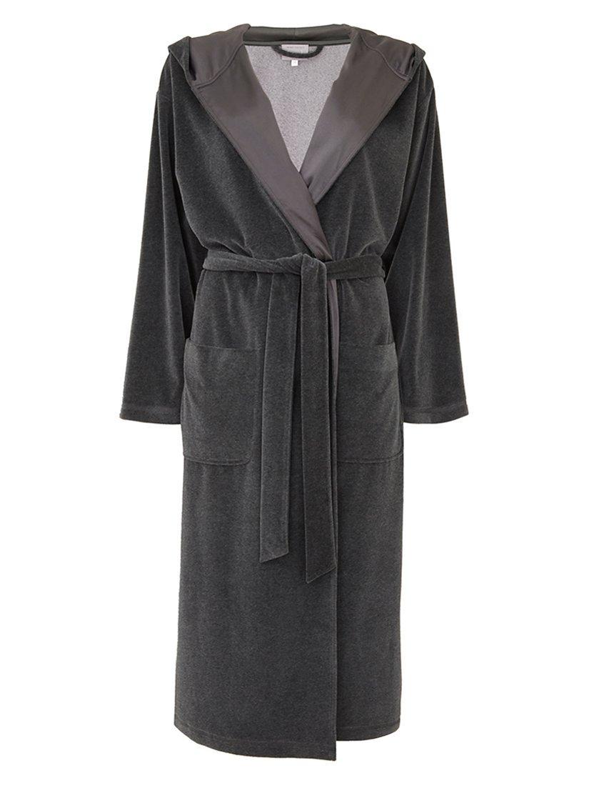 Hygge by Mint Velvet Velour Dressing Gown Granite