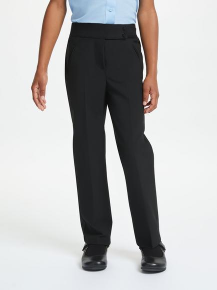 John Lewis Girls' Regular Fit School Trousers, Black, Black
