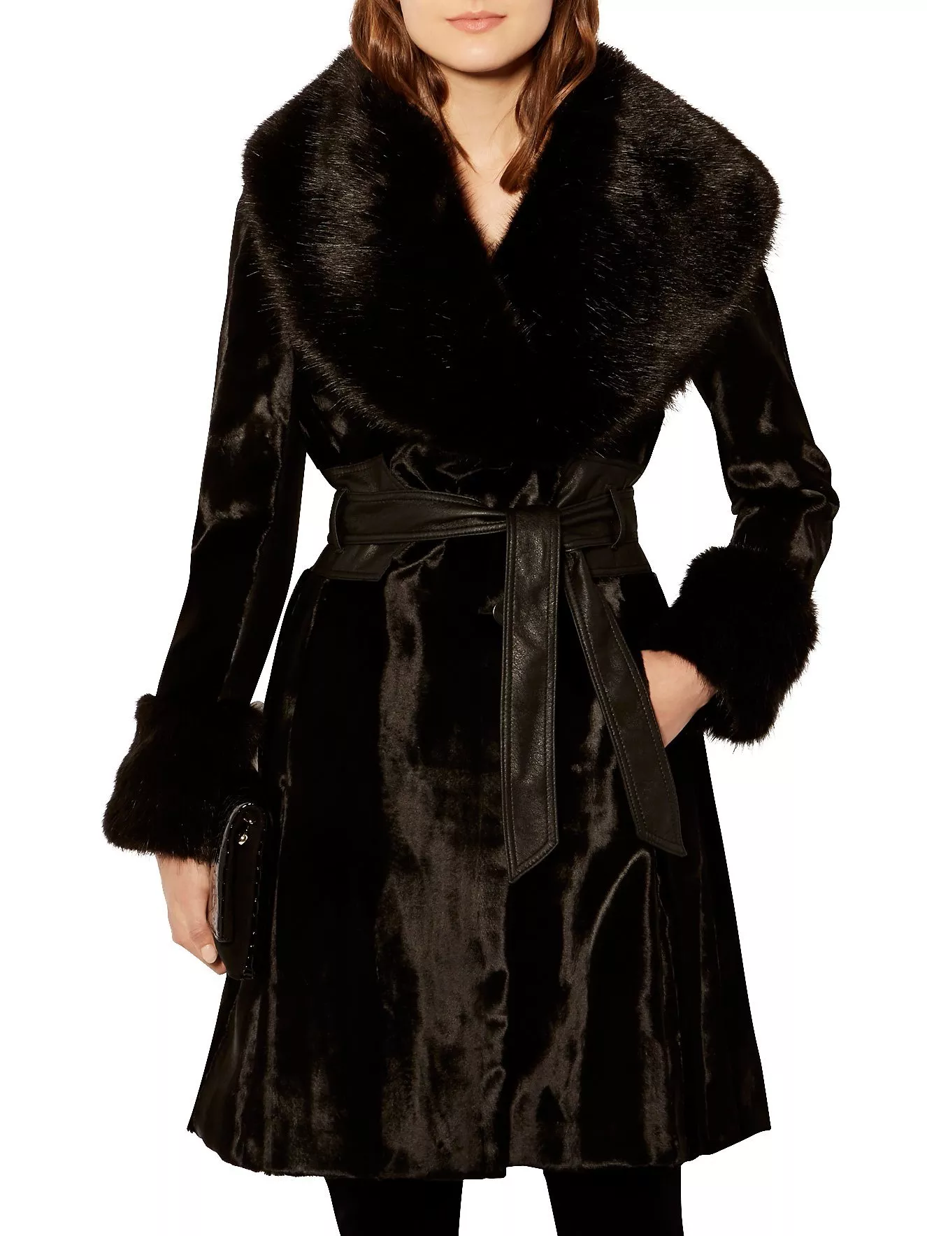 Karen millen black pony coat best sale