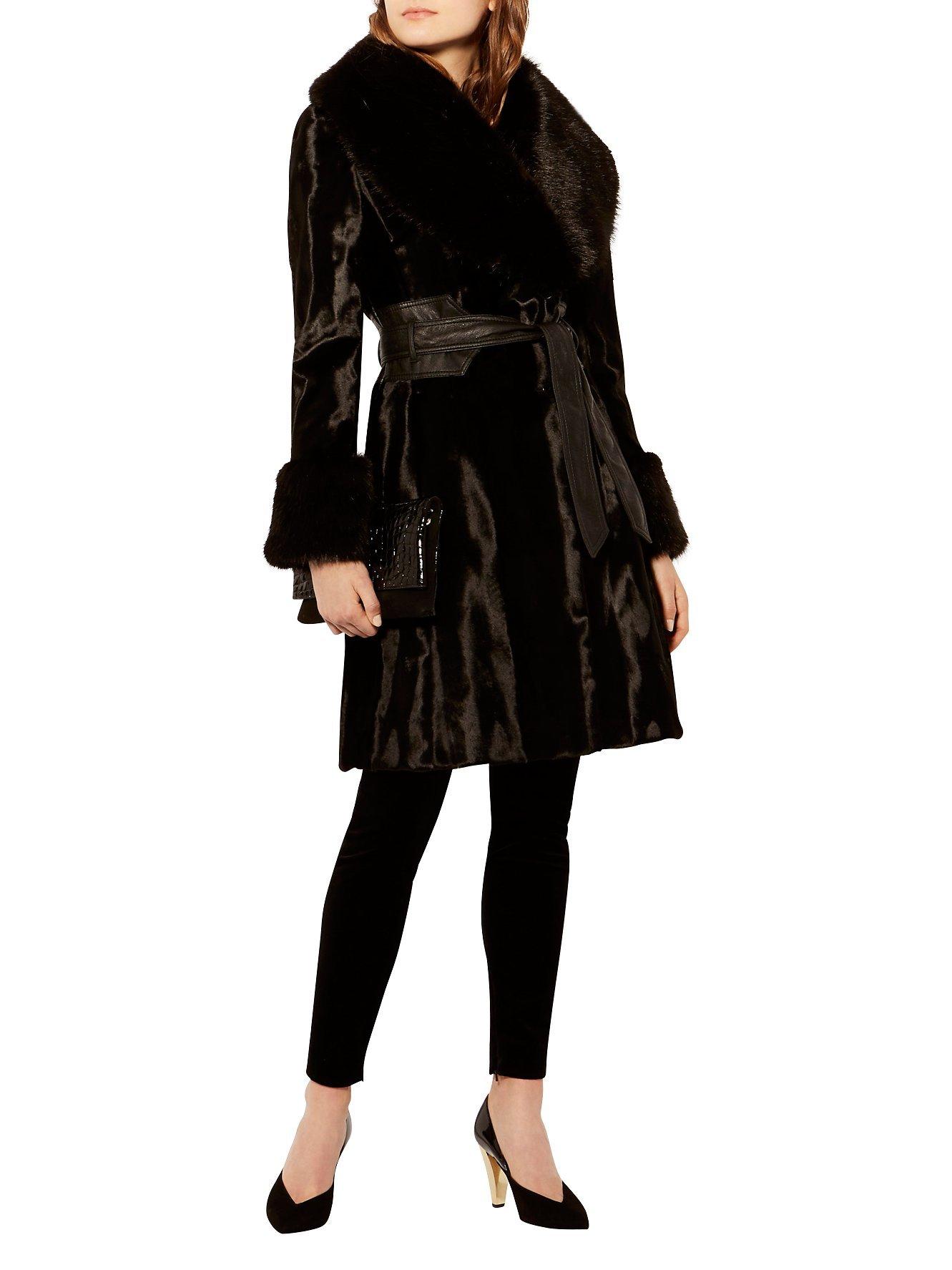 Karen Millen Pony Coat Black